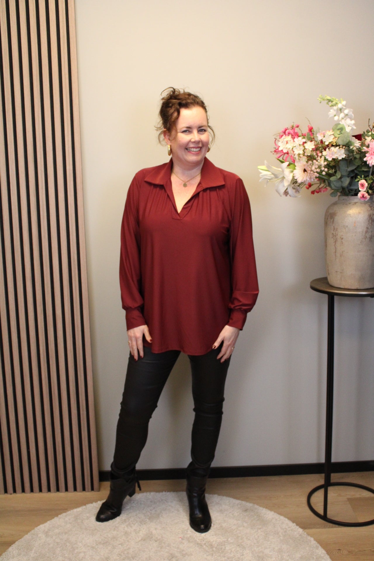 Sara | Bluse mit Kragen schwarz 48 bis 52