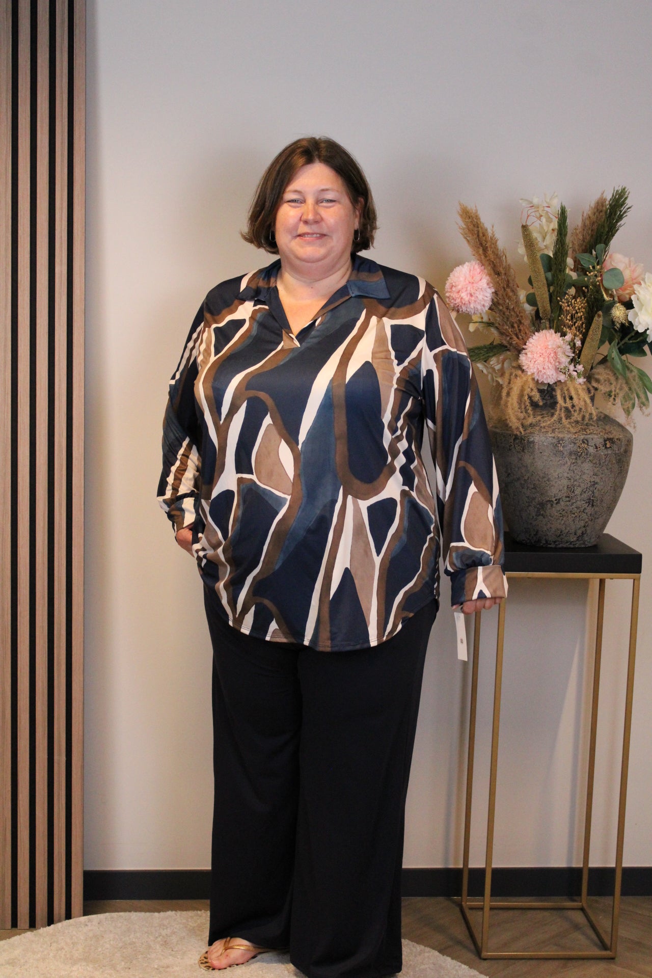 Dora | Bluse schwarz Langarm 52 bis 58