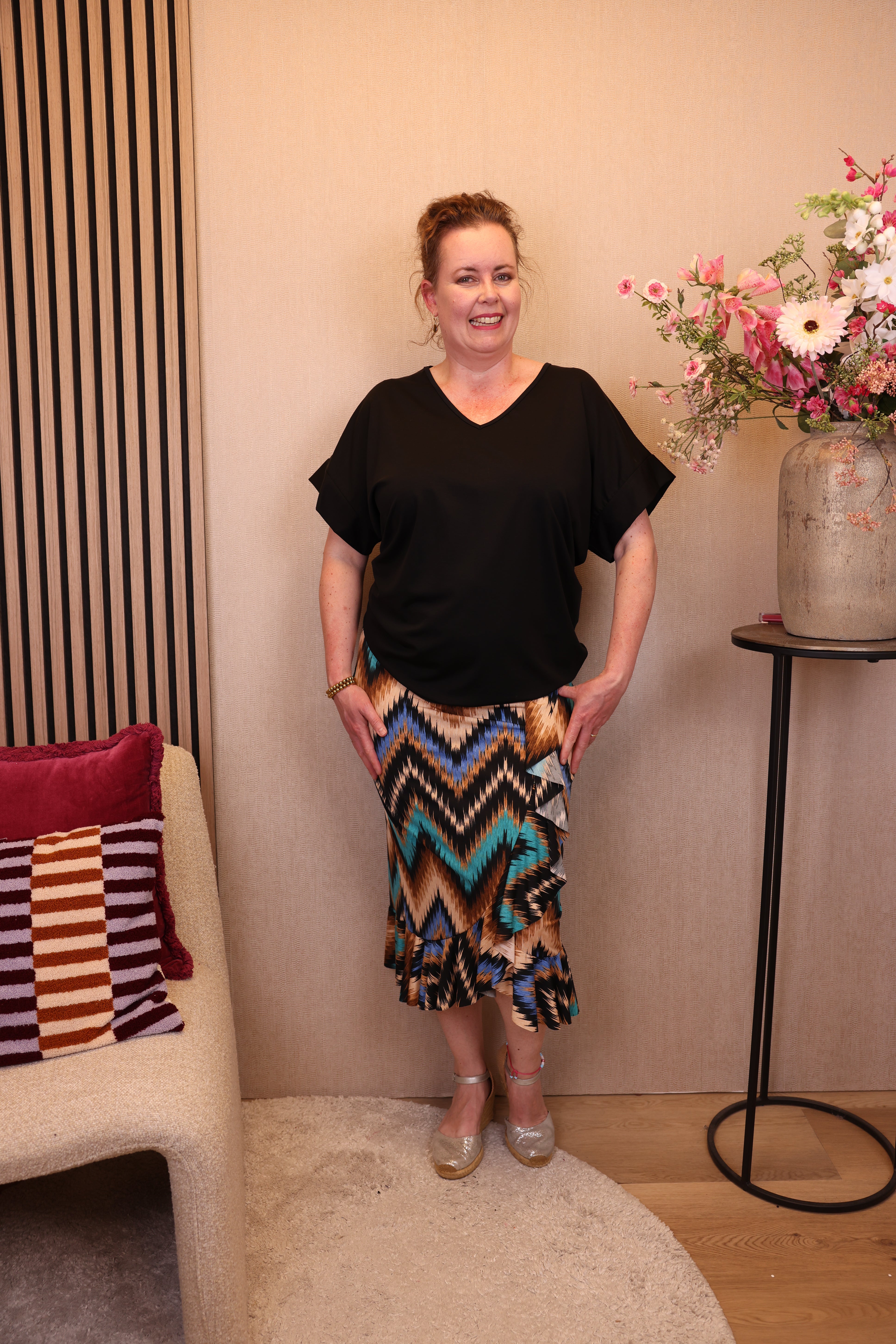 Dora | Bluse schwarz Langarm 52 bis 58
