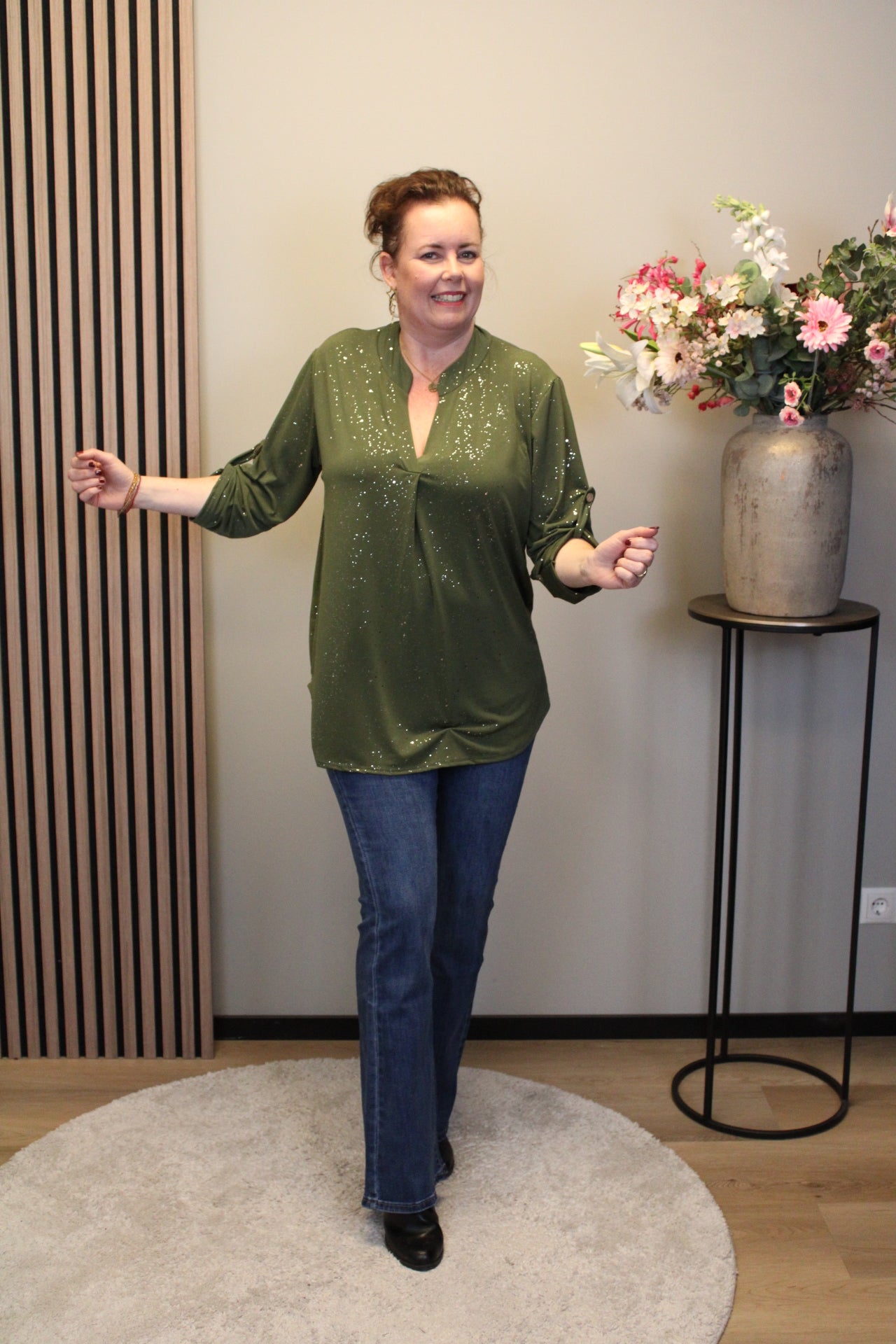 Sara | Bluse Langarm Grün 52 bis 58