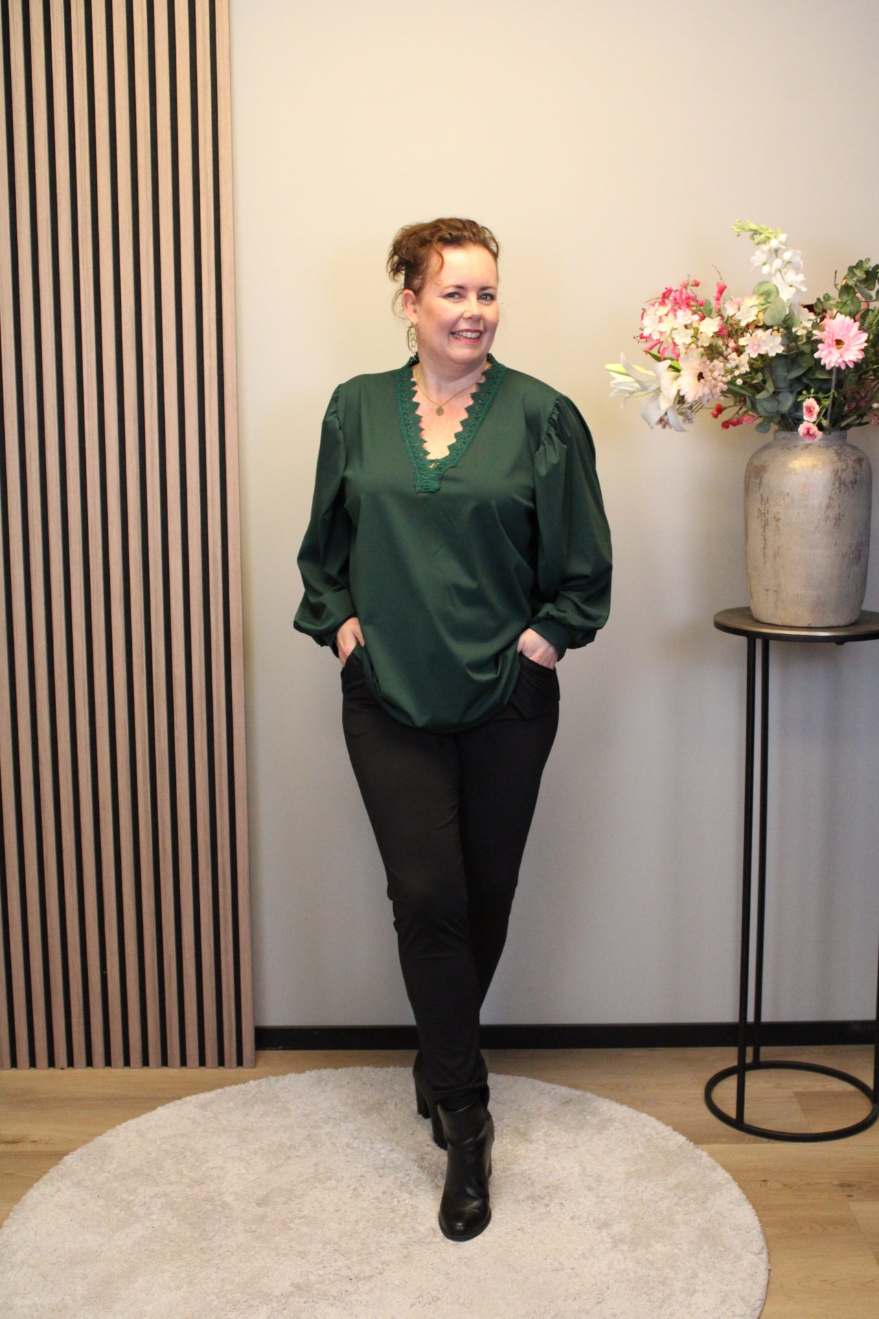 Dora | Bluse schwarz Langarm 52 bis 58