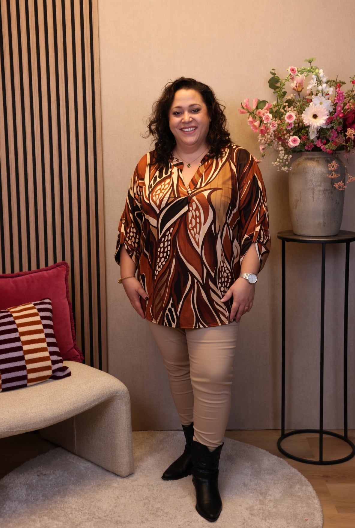 Dora | Bluse schwarz Langarm 52 bis 58