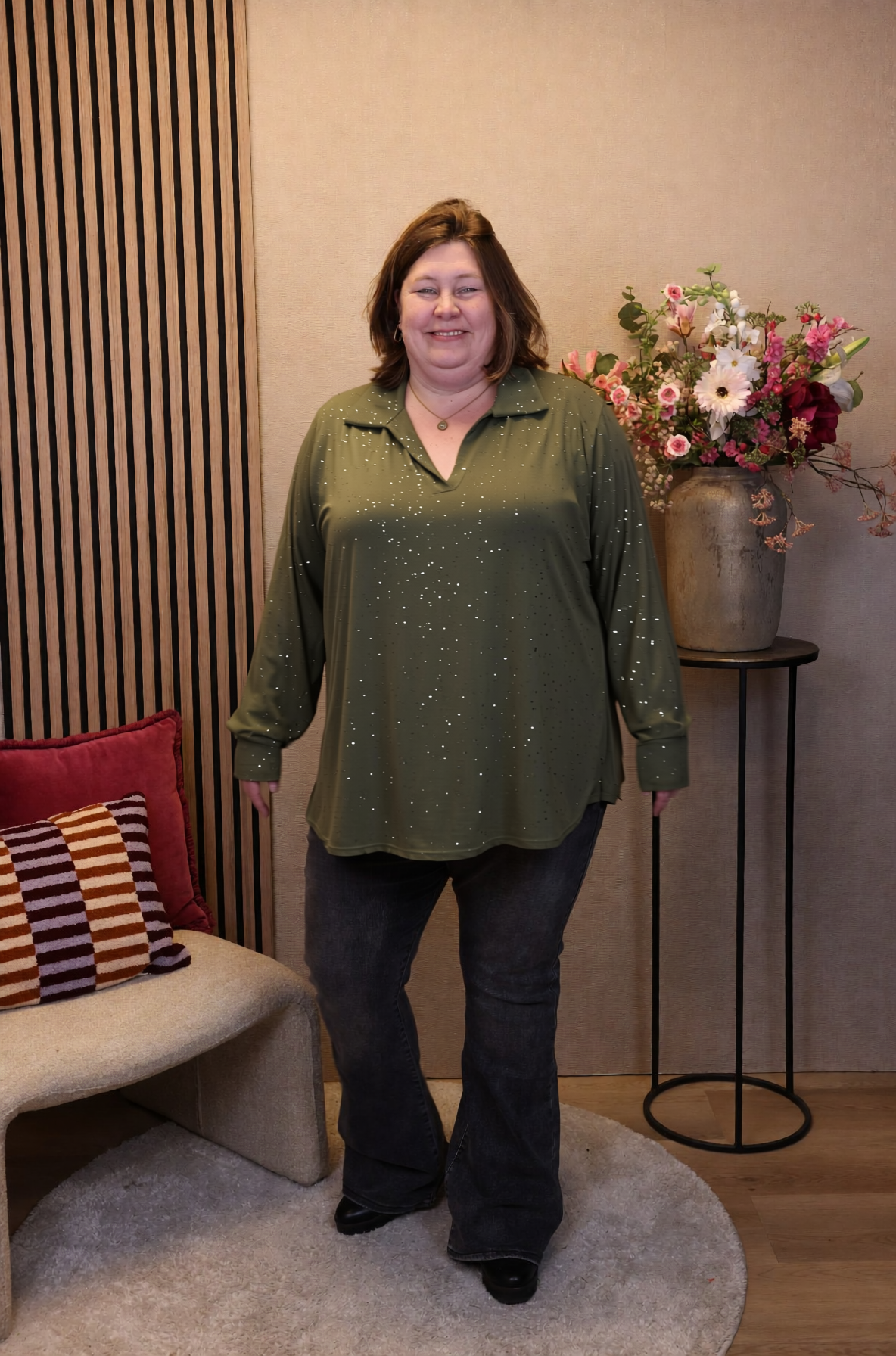 Dora | Bluse schwarz Langarm 52 bis 58