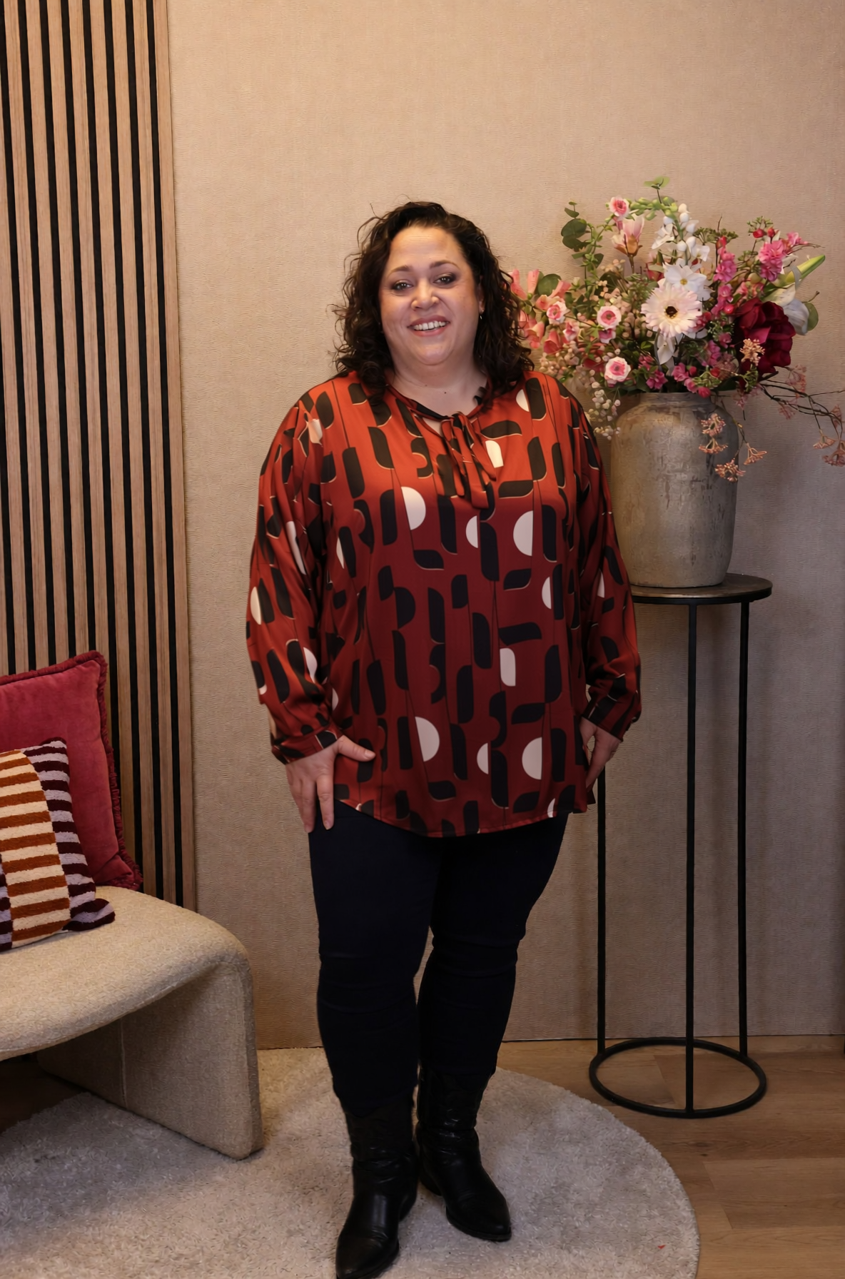 Dora | Bluse schwarz Langarm 52 bis 58
