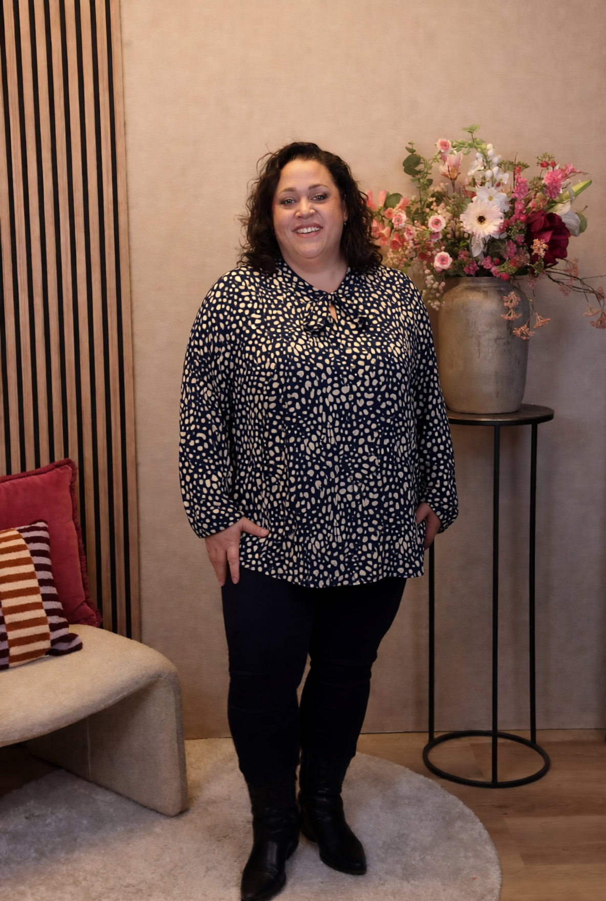 Dora | Bluse schwarz Langarm 52 bis 58