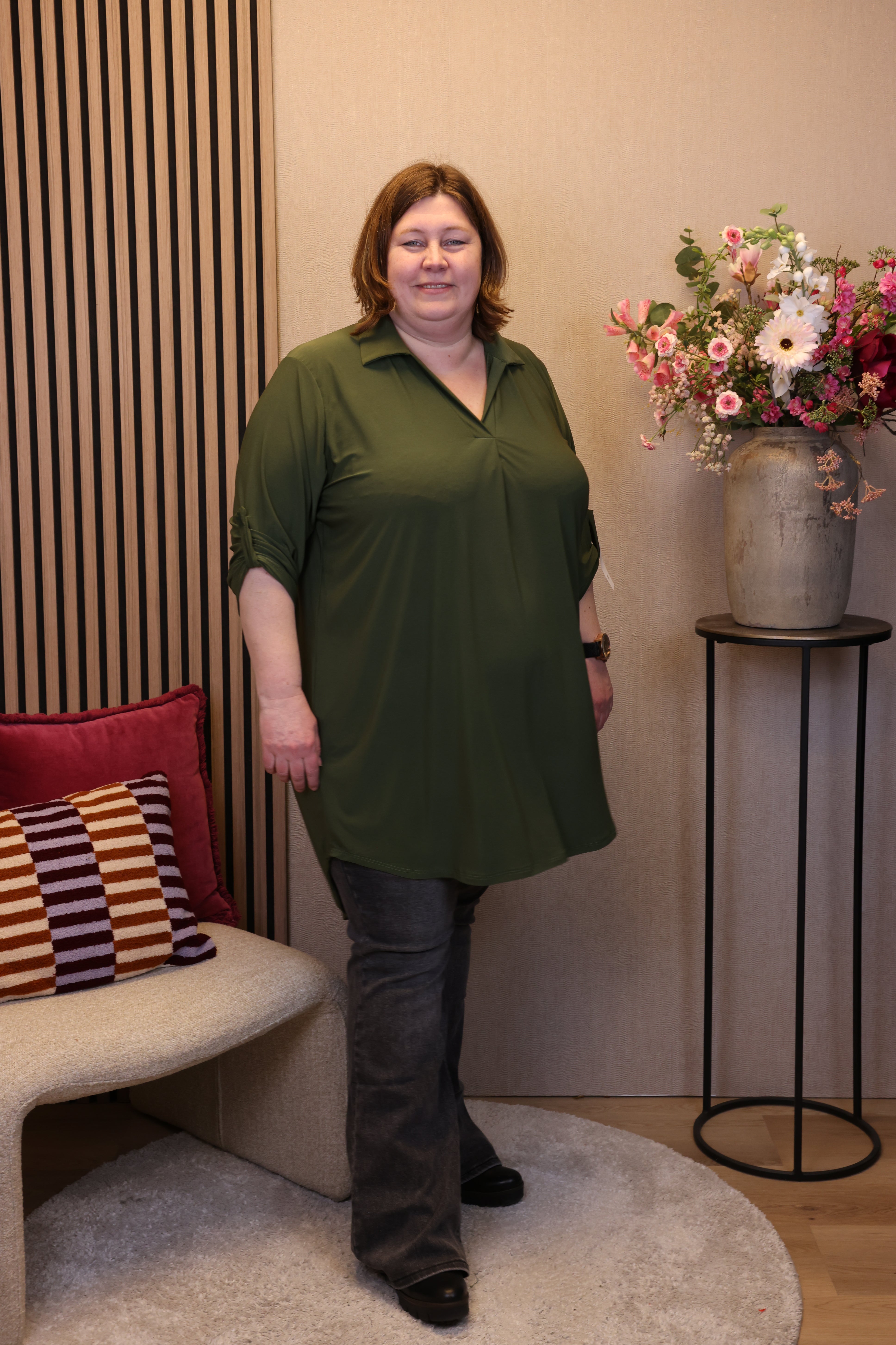 Dora | Bluse schwarz Langarm 52 bis 58