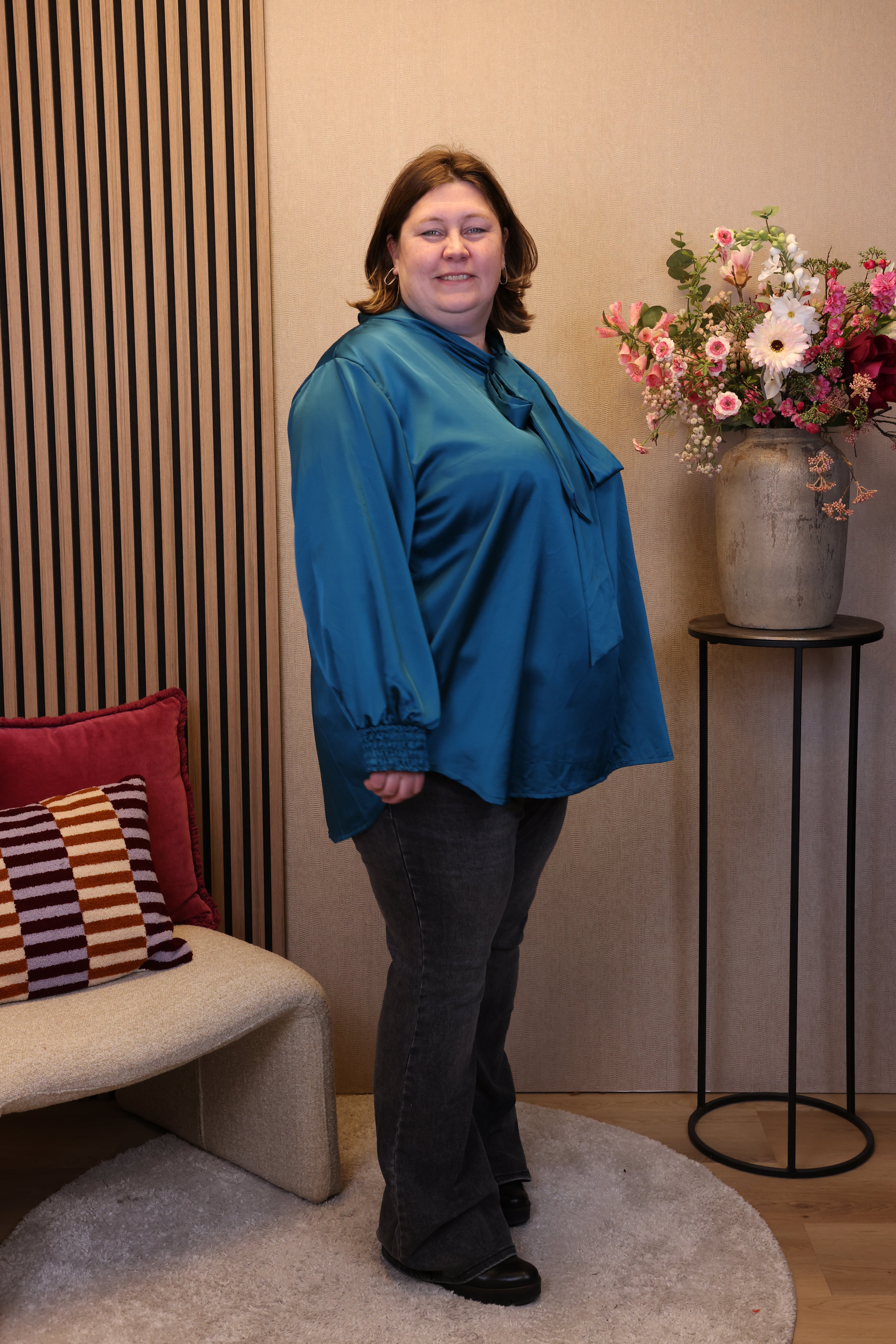 Dora | Bluse schwarz Langarm 52 bis 58