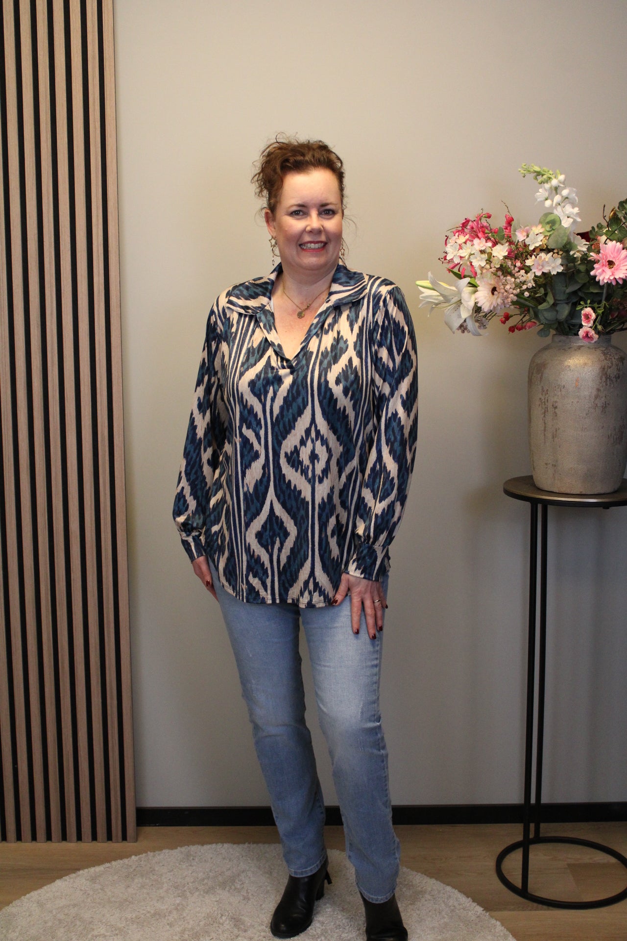 Mona | Grüne Bluse mit Kragen 38 bis 48