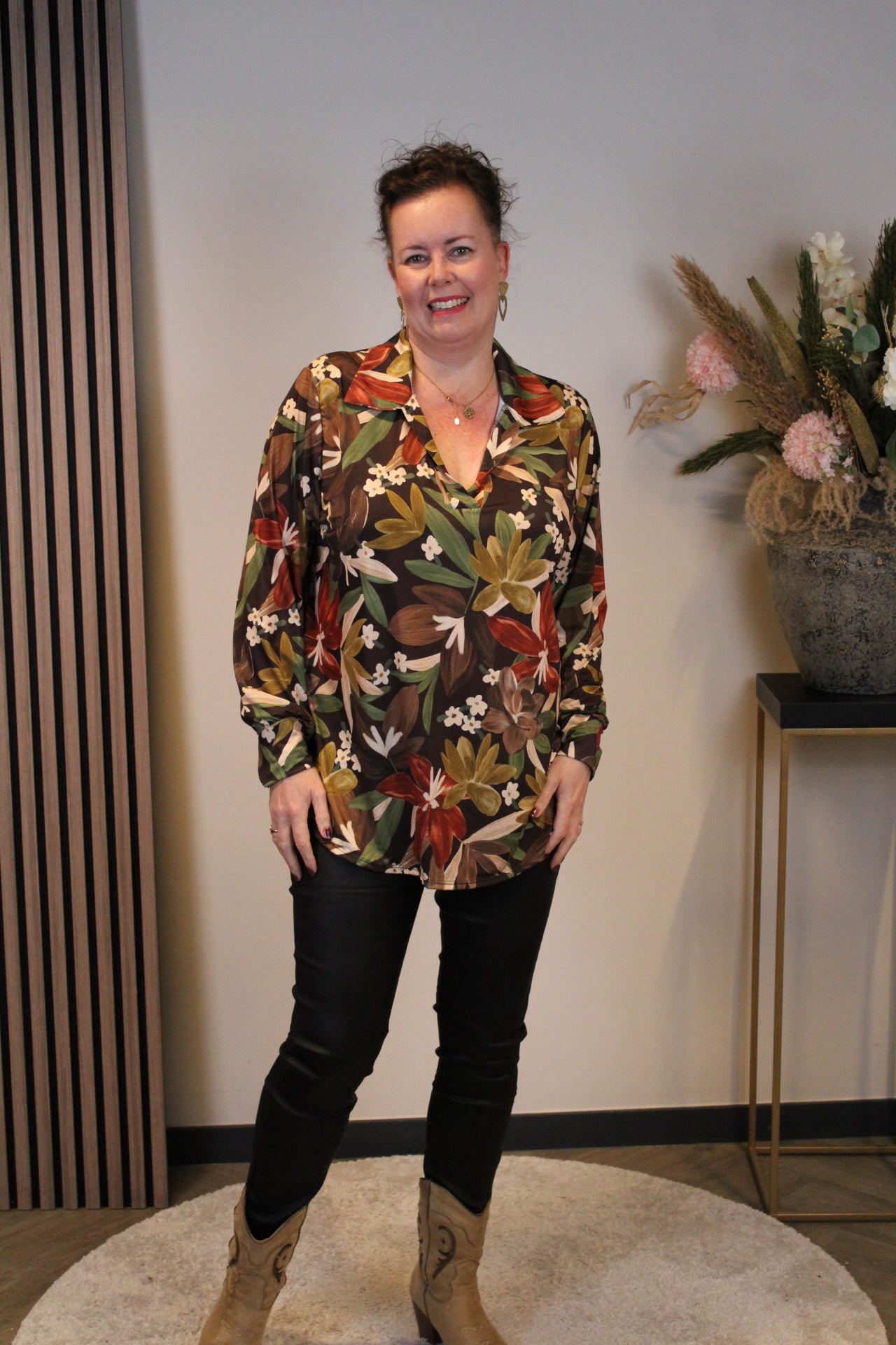 Dora | Bluse schwarz Langarm 52 bis 58