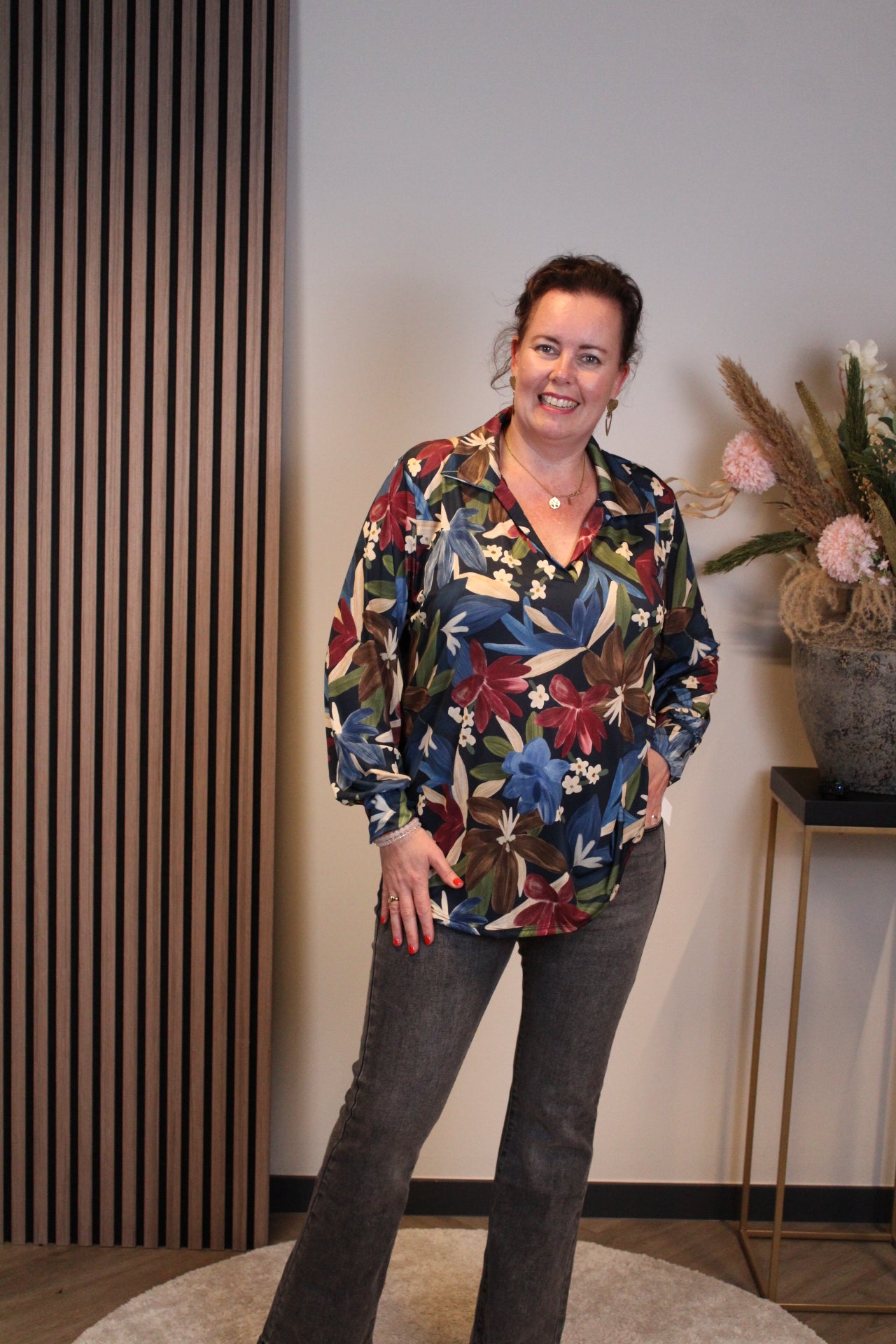 Verona | Blaue Bluse mit Kragen 38 bis 48
