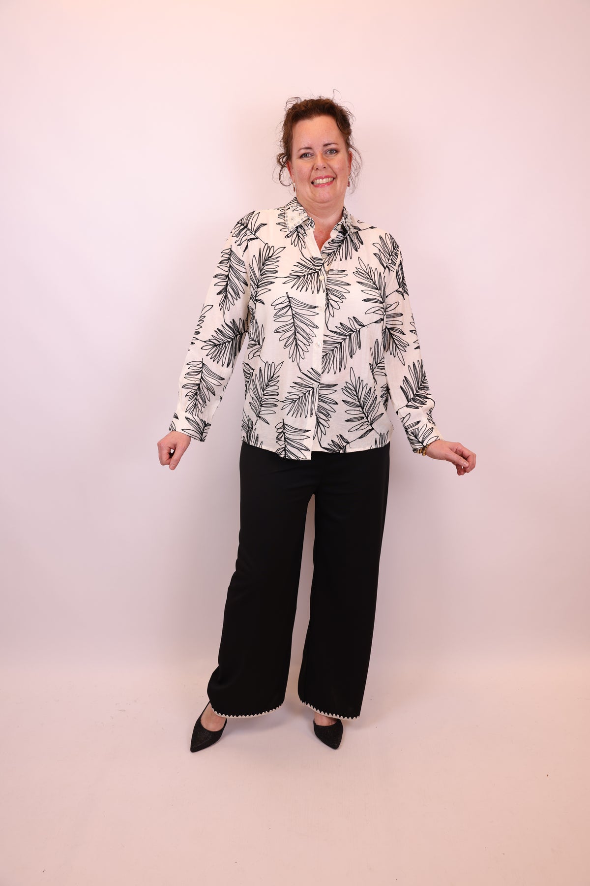 Dora | Bluse schwarz Langarm 52 bis 58