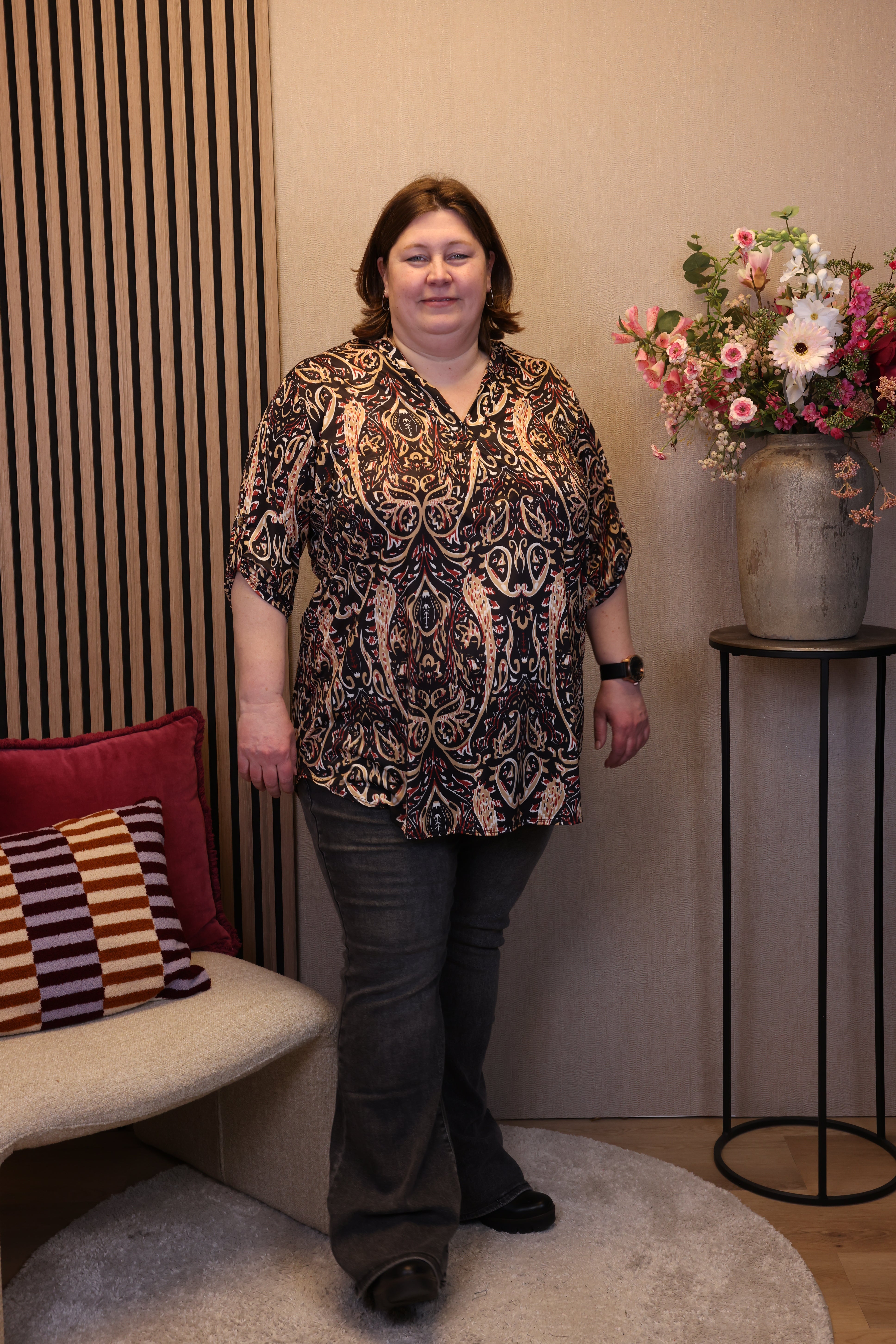 Dora | Bluse schwarz Langarm 52 bis 58