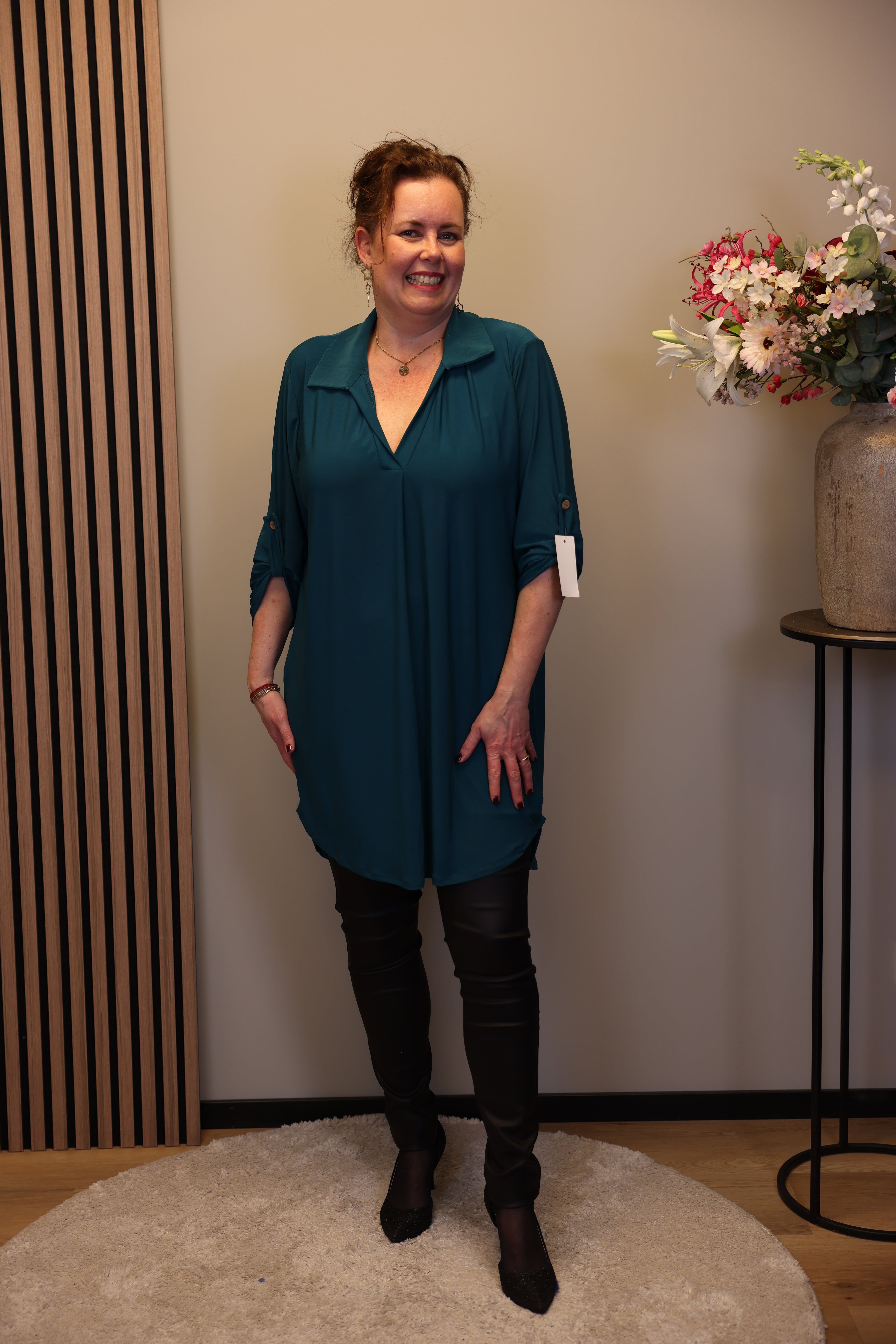 Dora | Bluse schwarz Langarm 52 bis 58