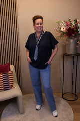 Dora | Bluse schwarz Langarm 52 bis 58