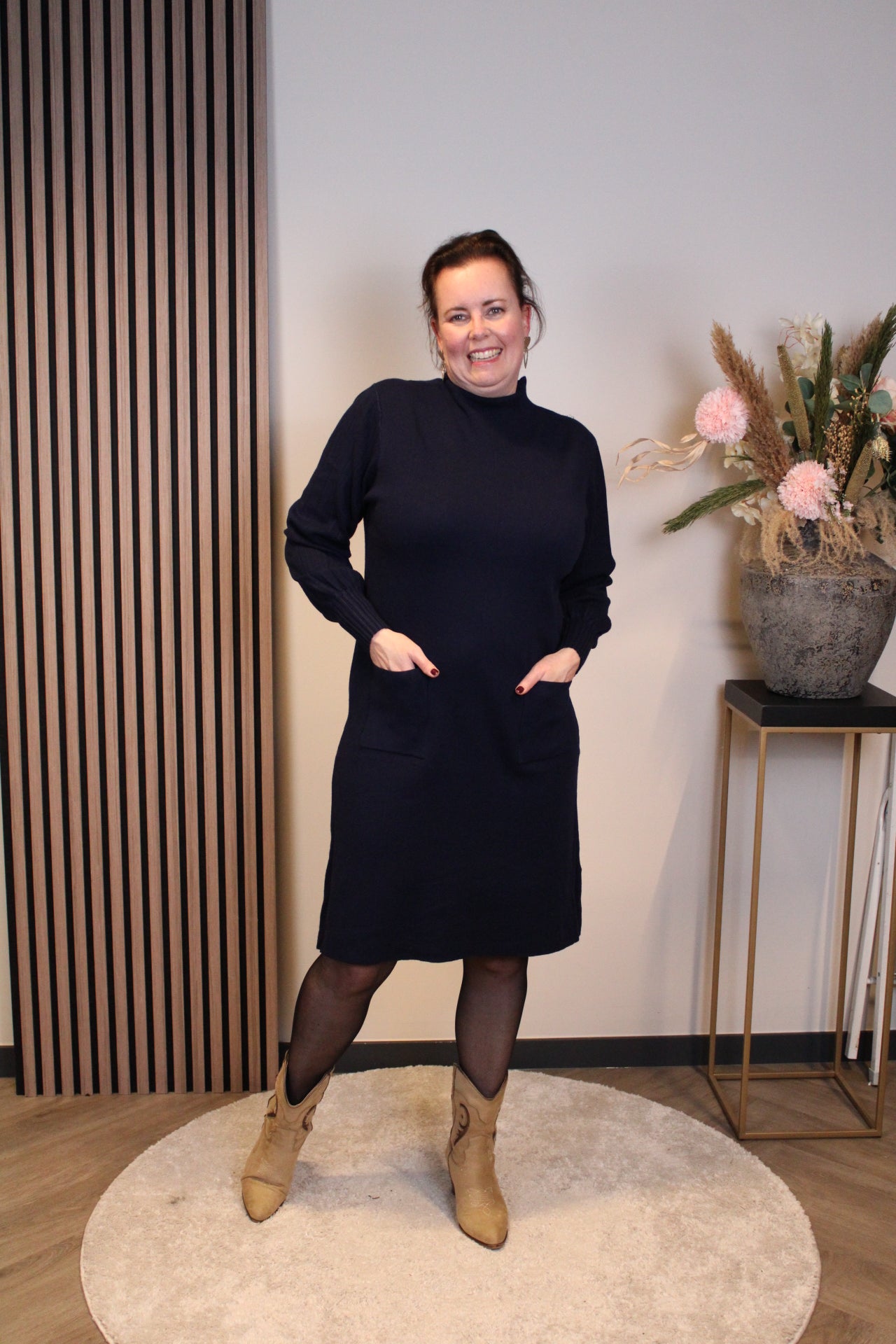 Britt | Blaues Langarmkleid 38 bis 44