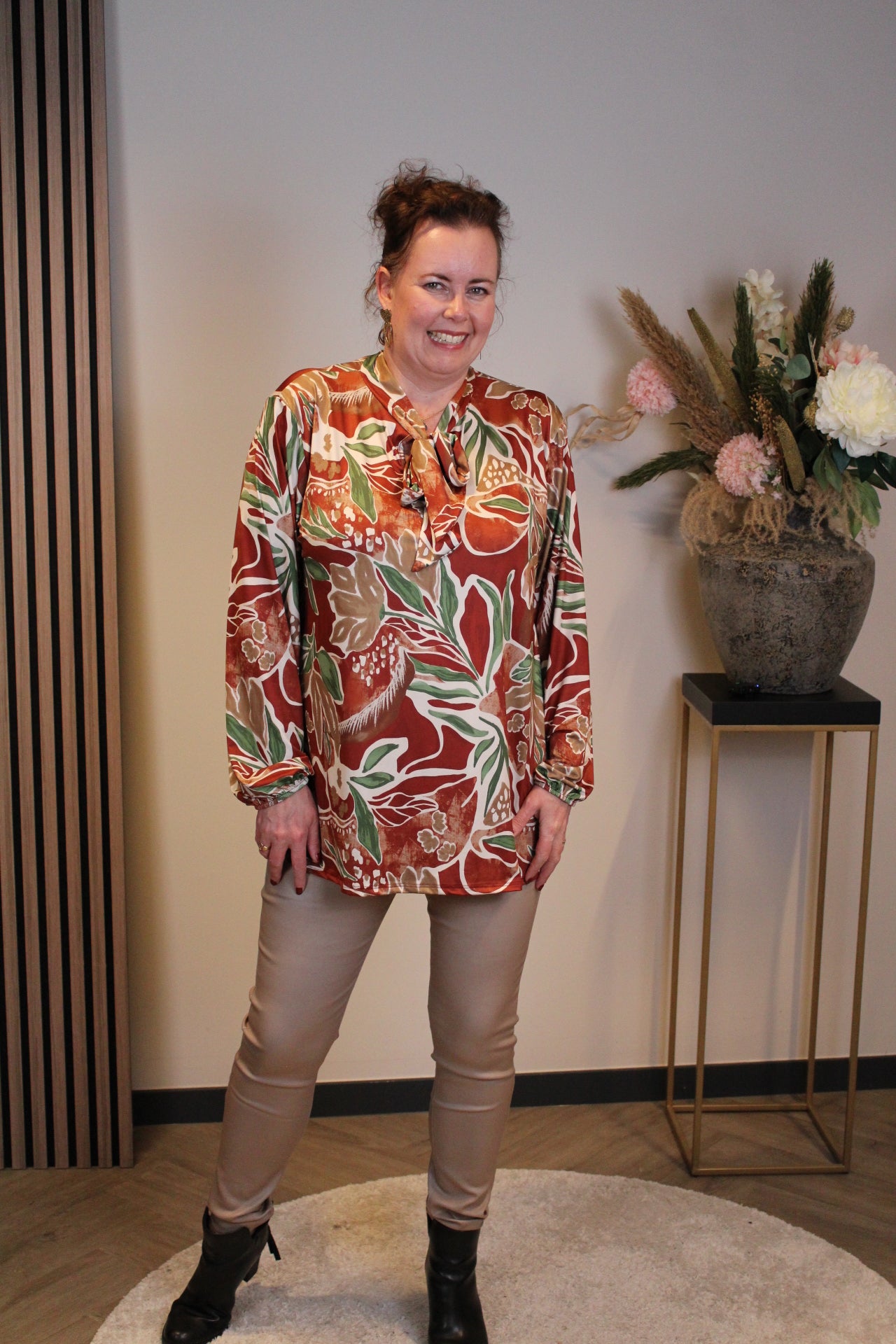 Miekje | Bluse braun Langarm 38 bis 48