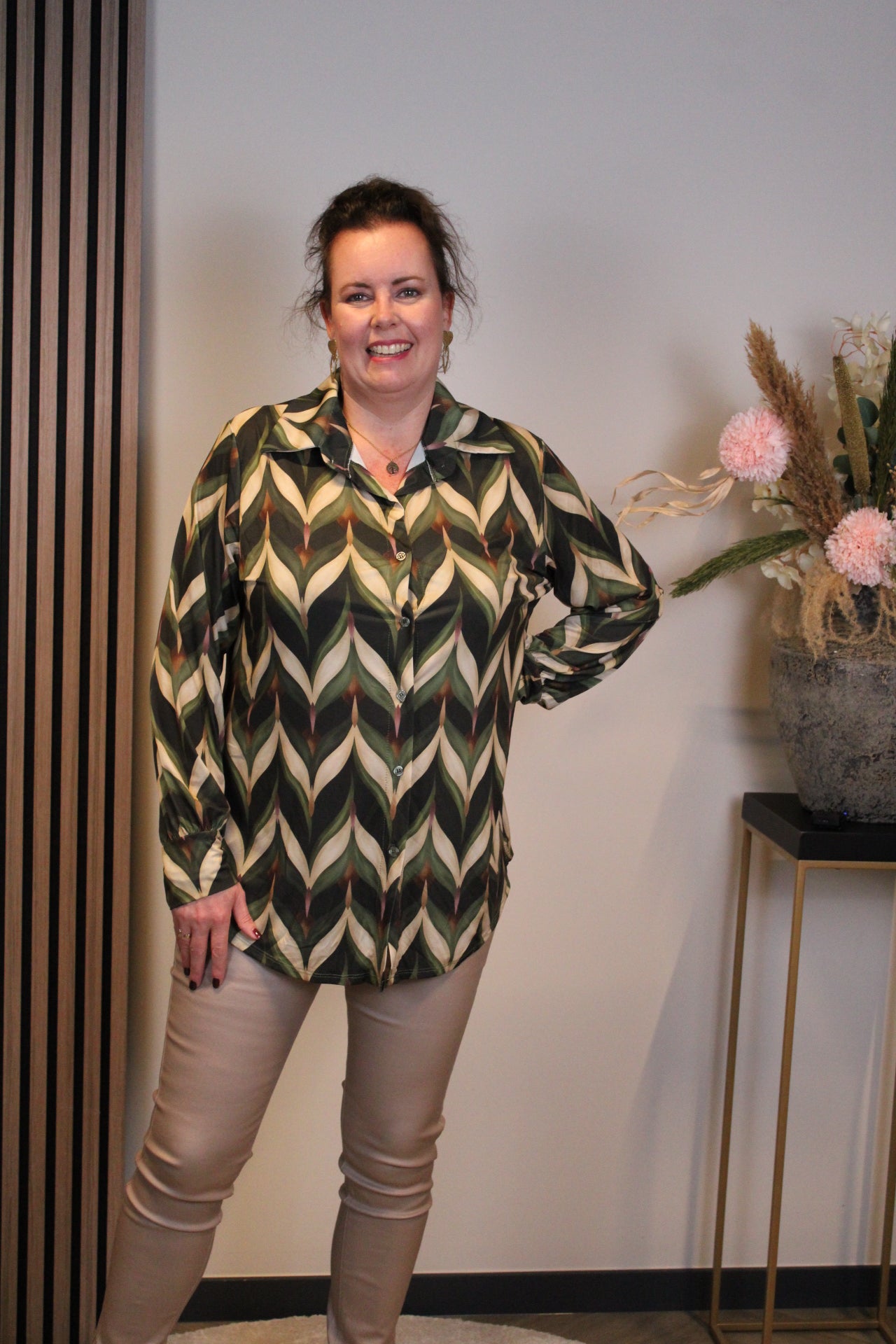Amber | Blouse met knoopjes groen 48 t/m 52