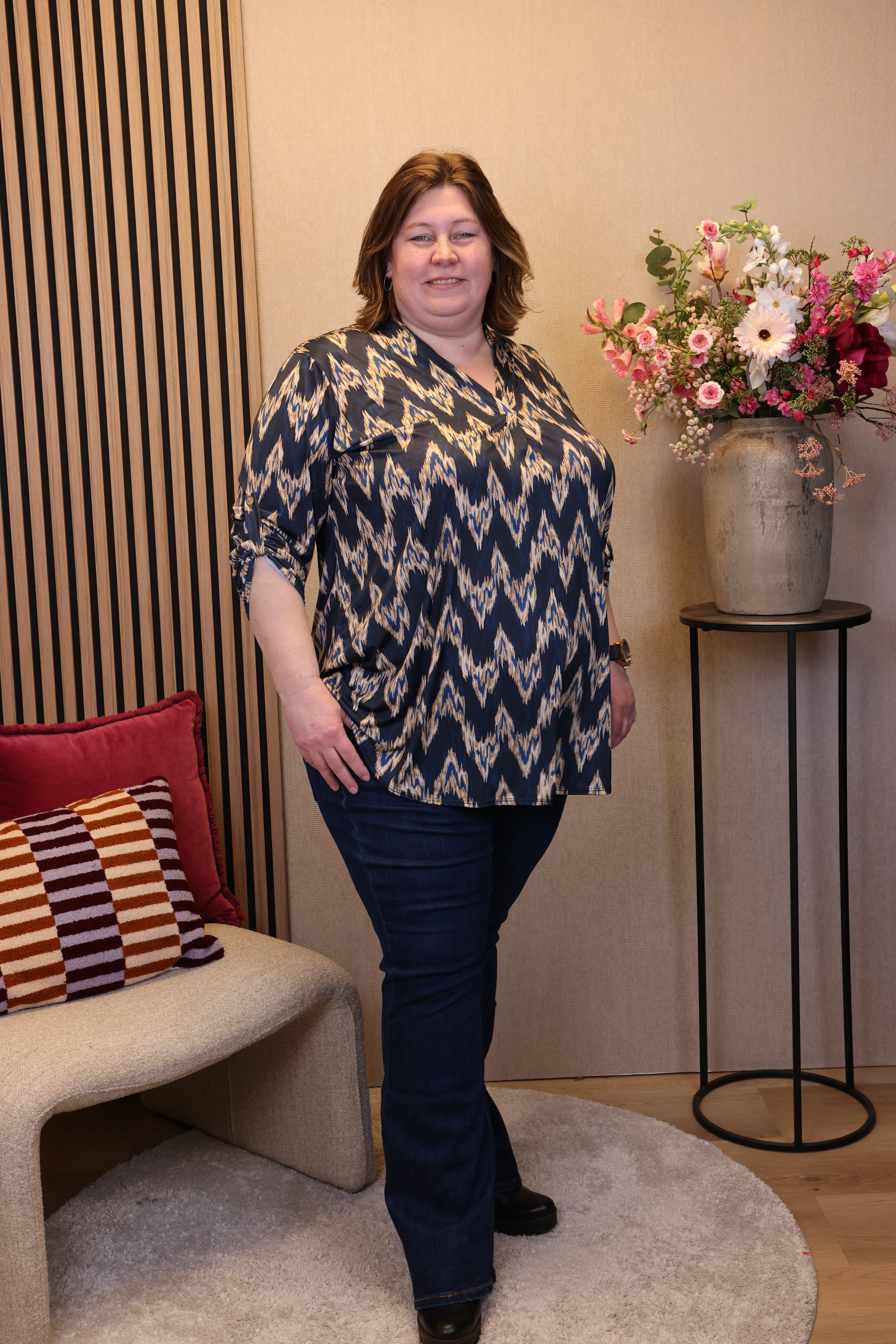 Dora | Bluse schwarz Langarm 52 bis 58