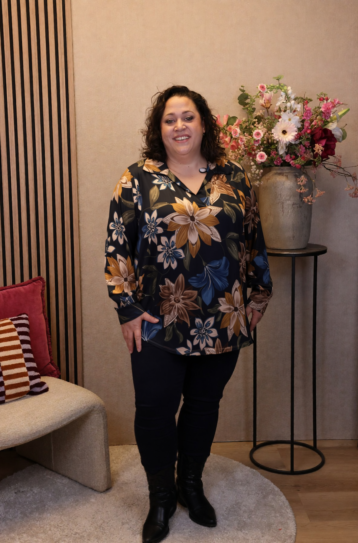 Dora | Bluse schwarz Langarm 52 bis 58
