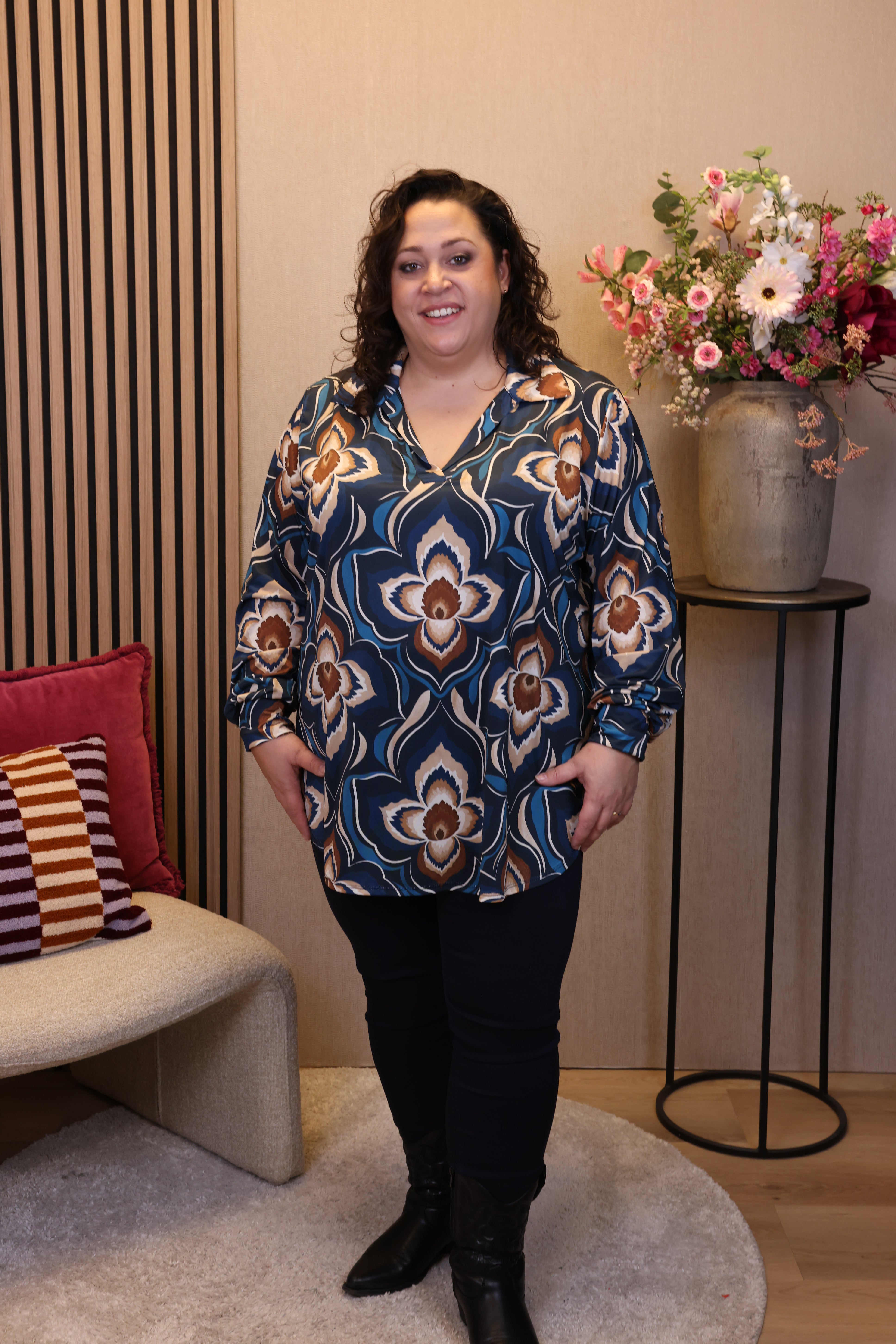 Dora | Bluse schwarz Langarm 52 bis 58