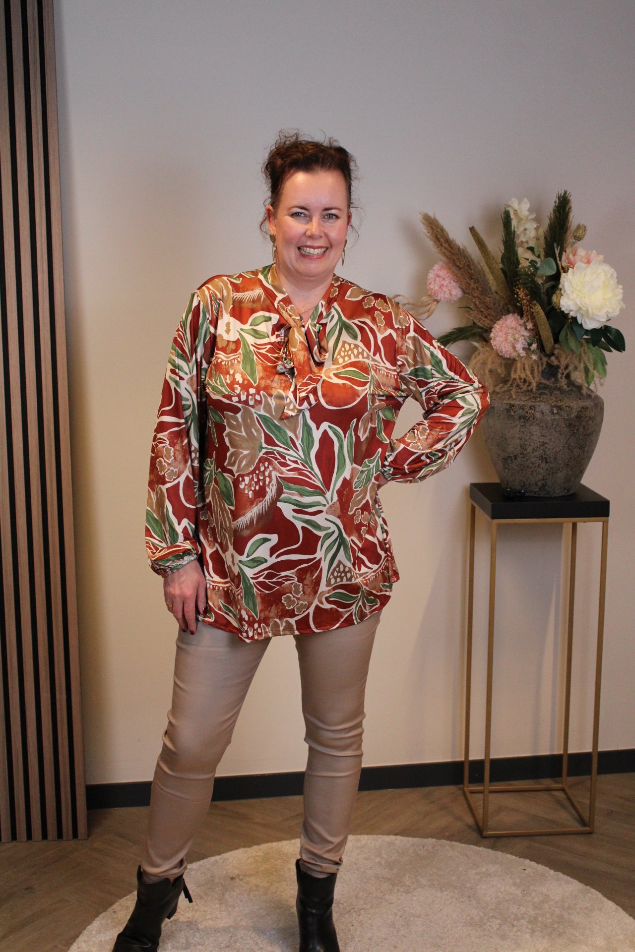 Miekje | Bluse braun Langarm 38 bis 48