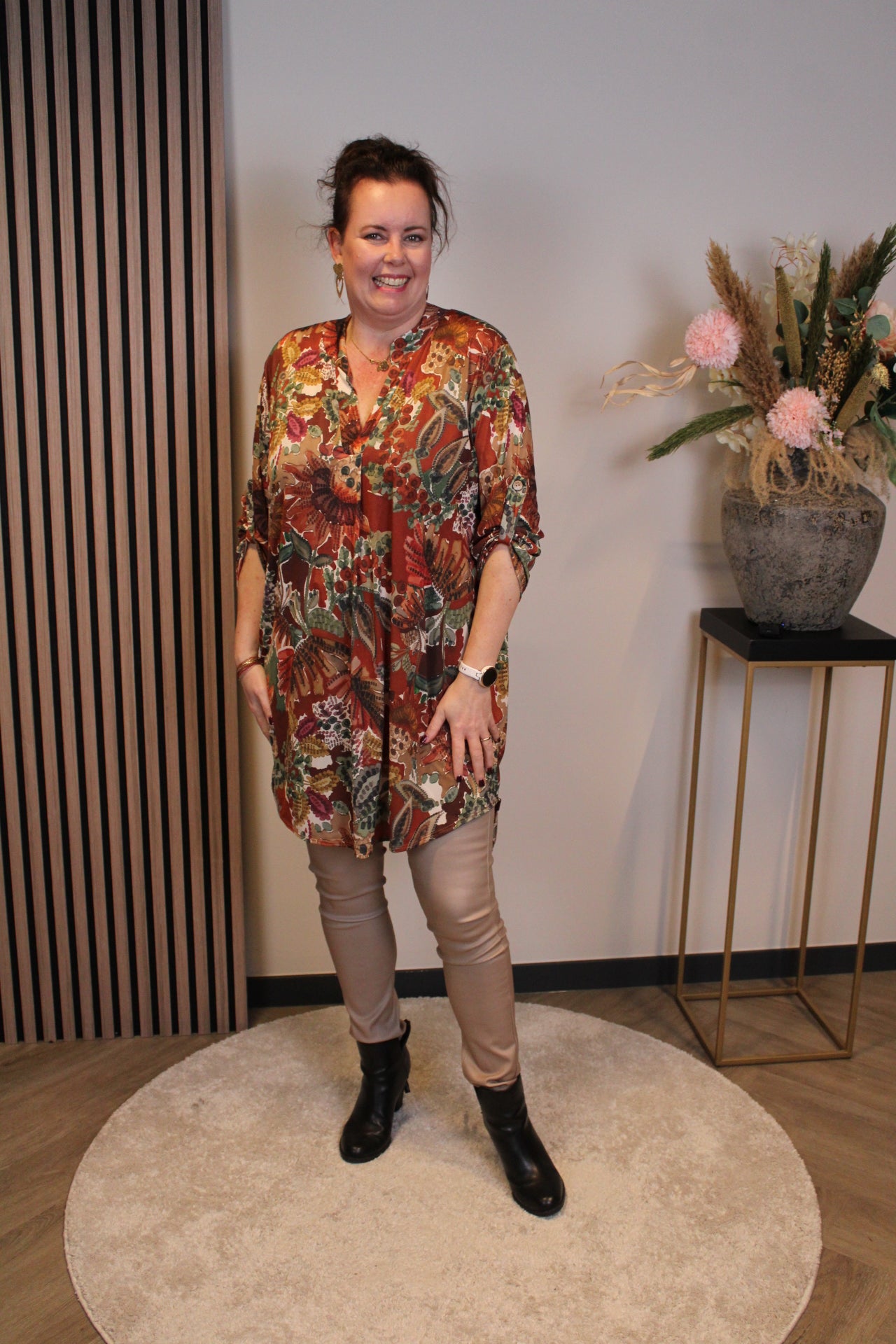 Lana | Blaue Bluse mit Kragen 38 bis 48