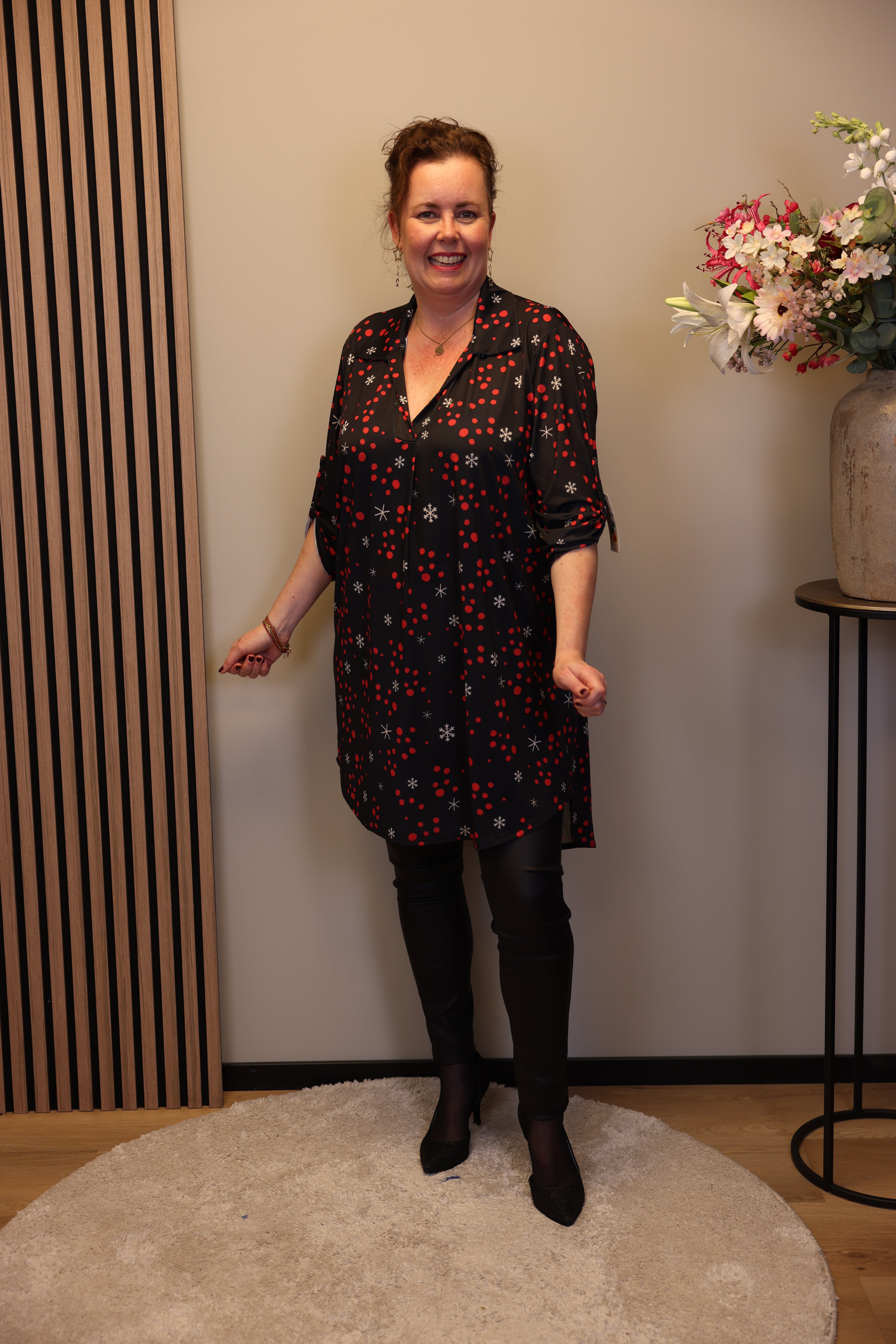 Lana | Blaue Bluse mit Kragen 38 bis 48