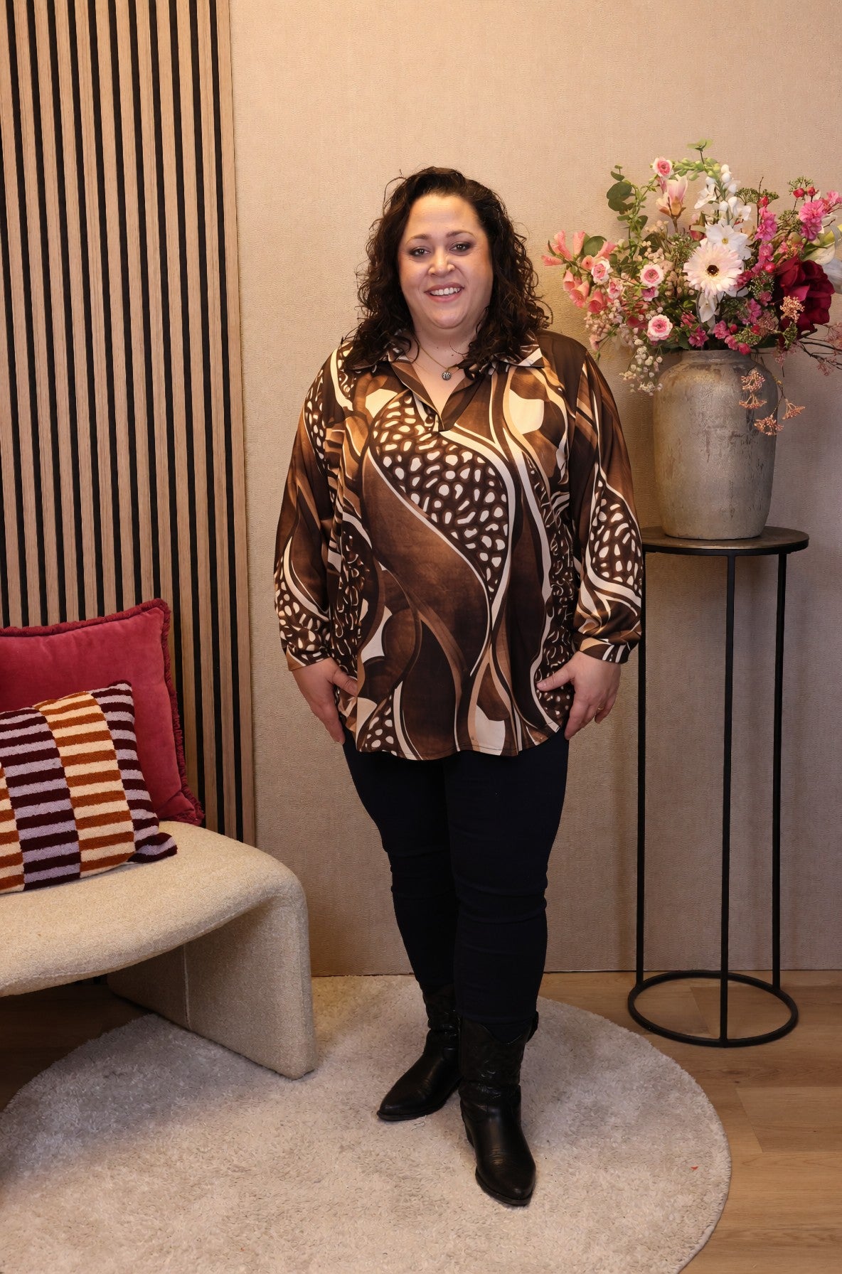 Dora | Bluse schwarz Langarm 52 bis 58