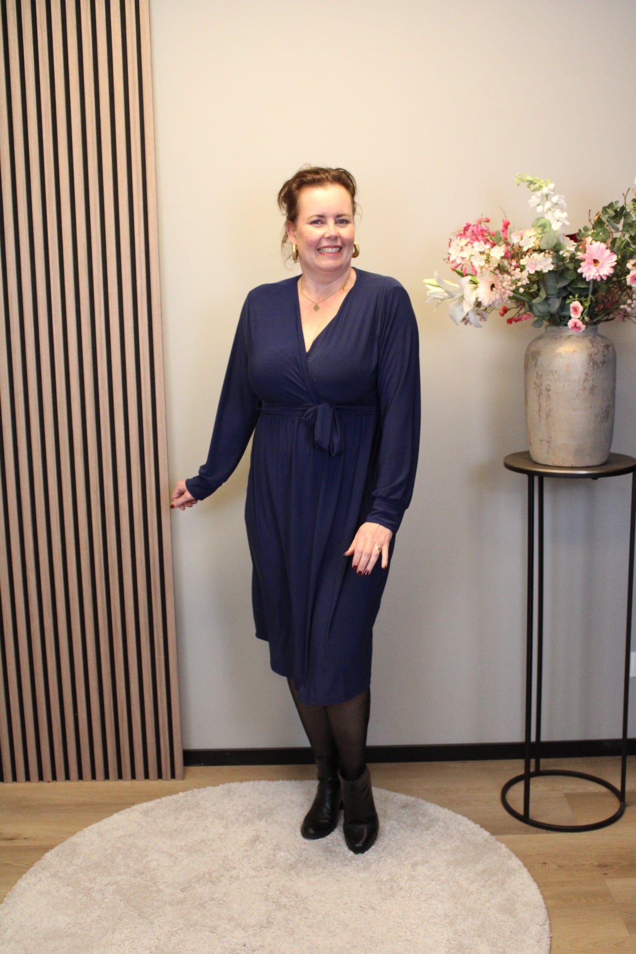 Marise | Blaues Langarmkleid 46 bis 50