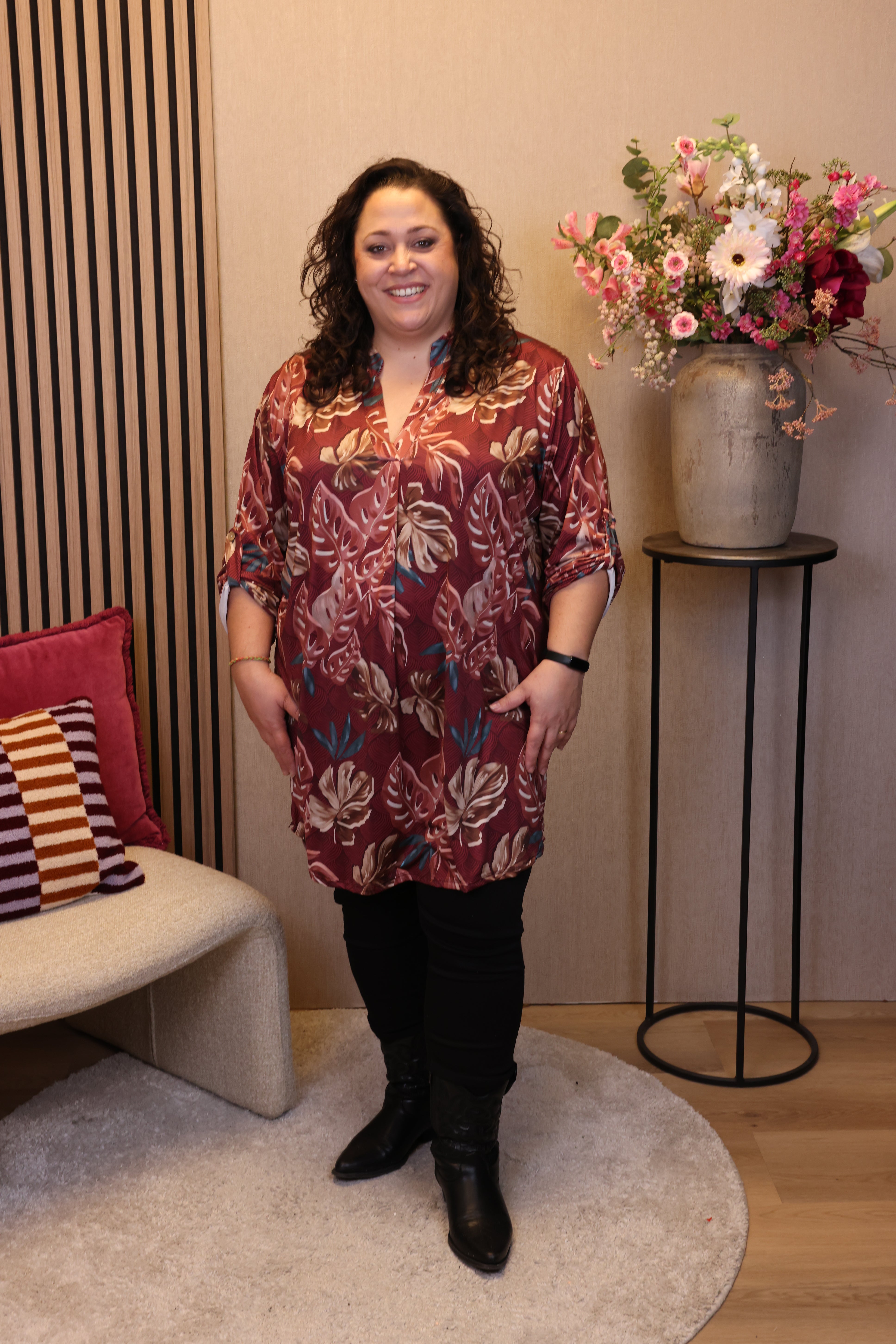 Dora | Bluse schwarz Langarm 52 bis 58