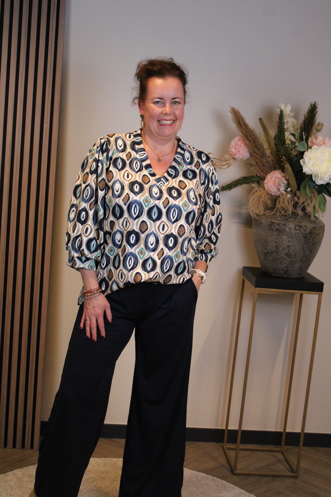 Dora | Bluse schwarz Langarm 52 bis 58