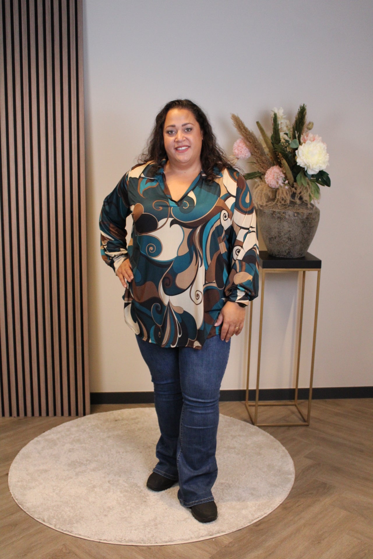 Angelina | Bluse mit Kragen aqua 48 bis 52