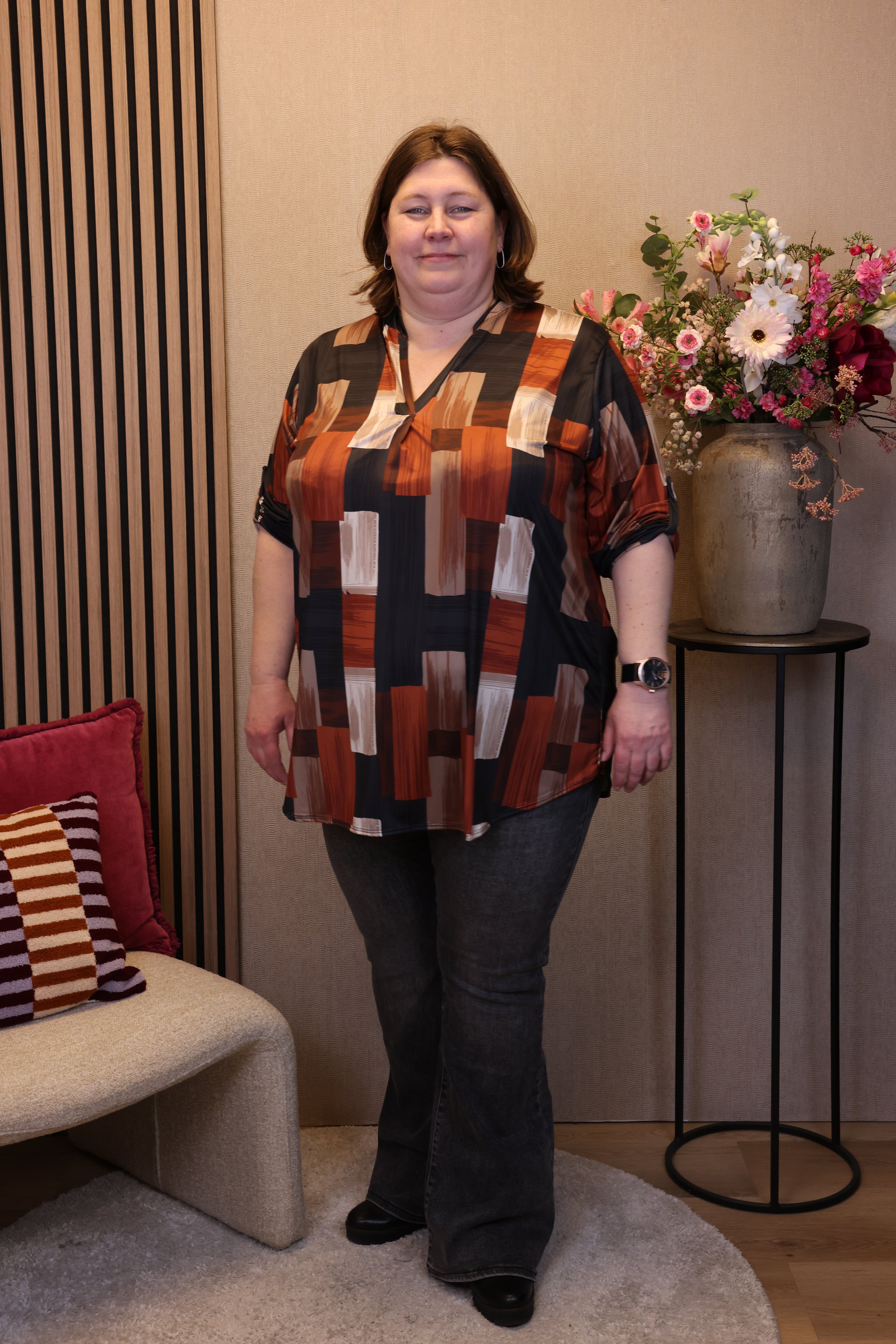 Dora | Bluse schwarz Langarm 52 bis 58