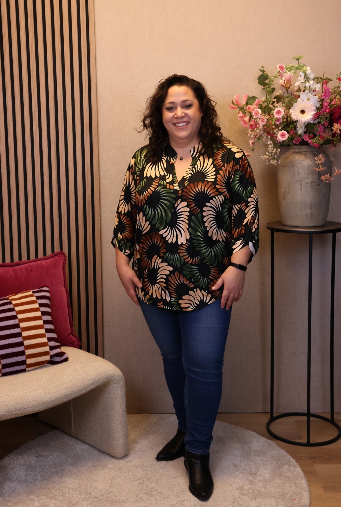 Dora | Bluse schwarz Langarm 52 bis 58