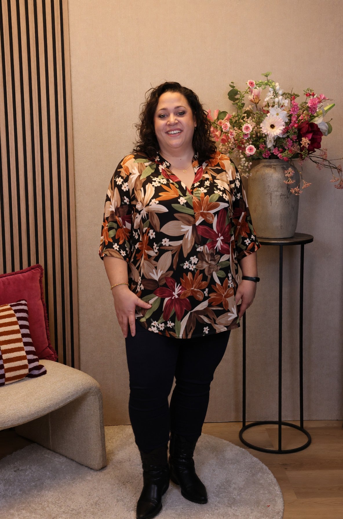 Dora | Bluse schwarz Langarm 52 bis 58