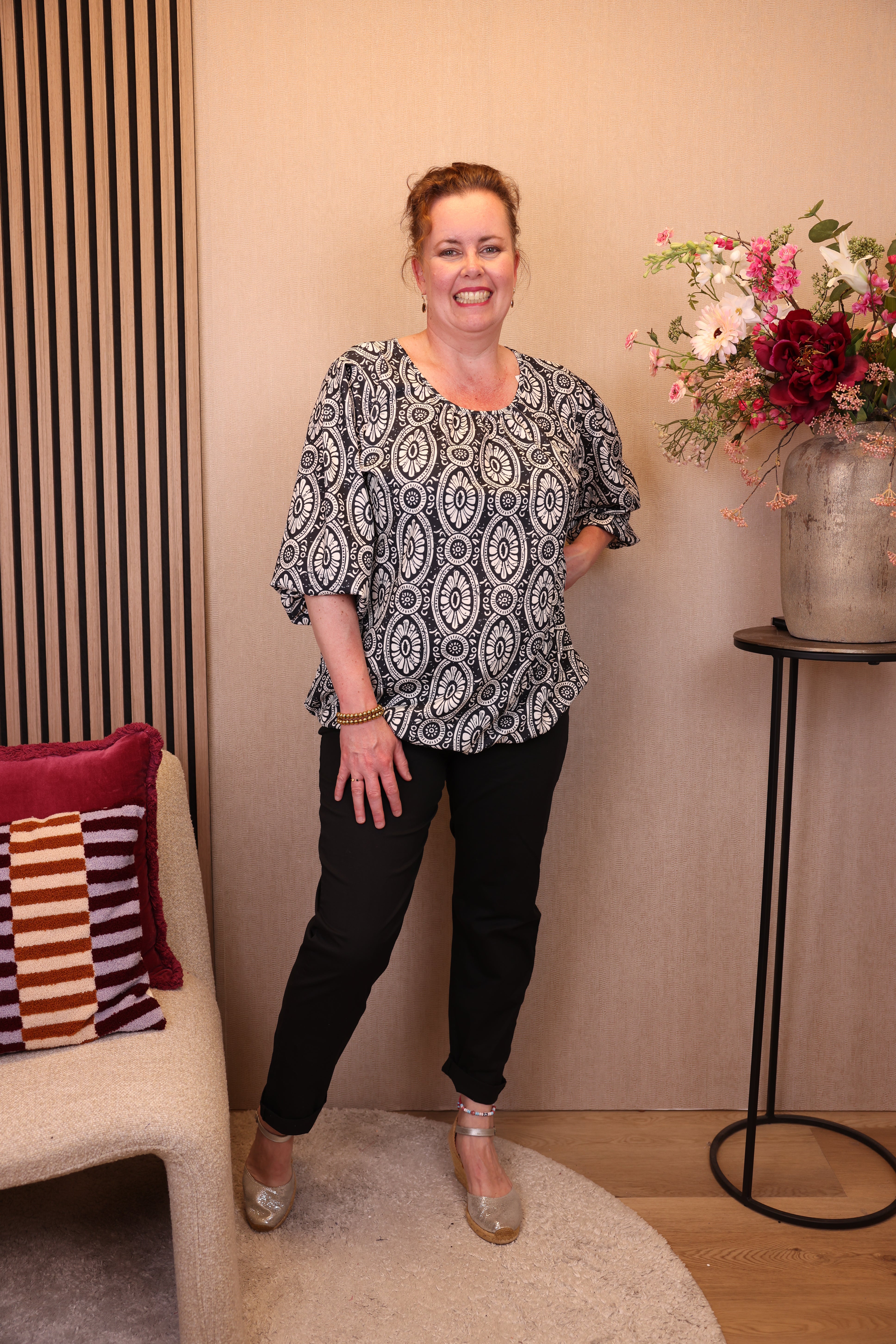 Dora | Bluse schwarz Langarm 52 bis 58