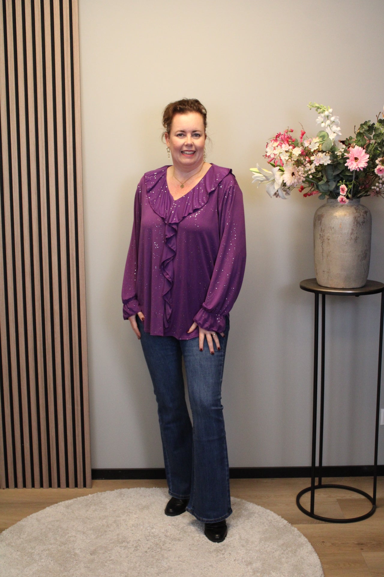 Dora | Bluse schwarz Langarm 52 bis 58