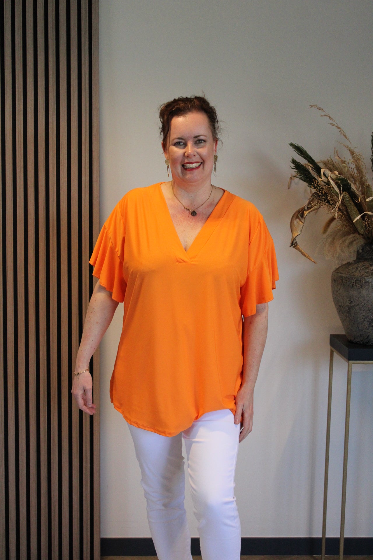 Mayra | Blouse korte mouw oranje 40 t/m 48
