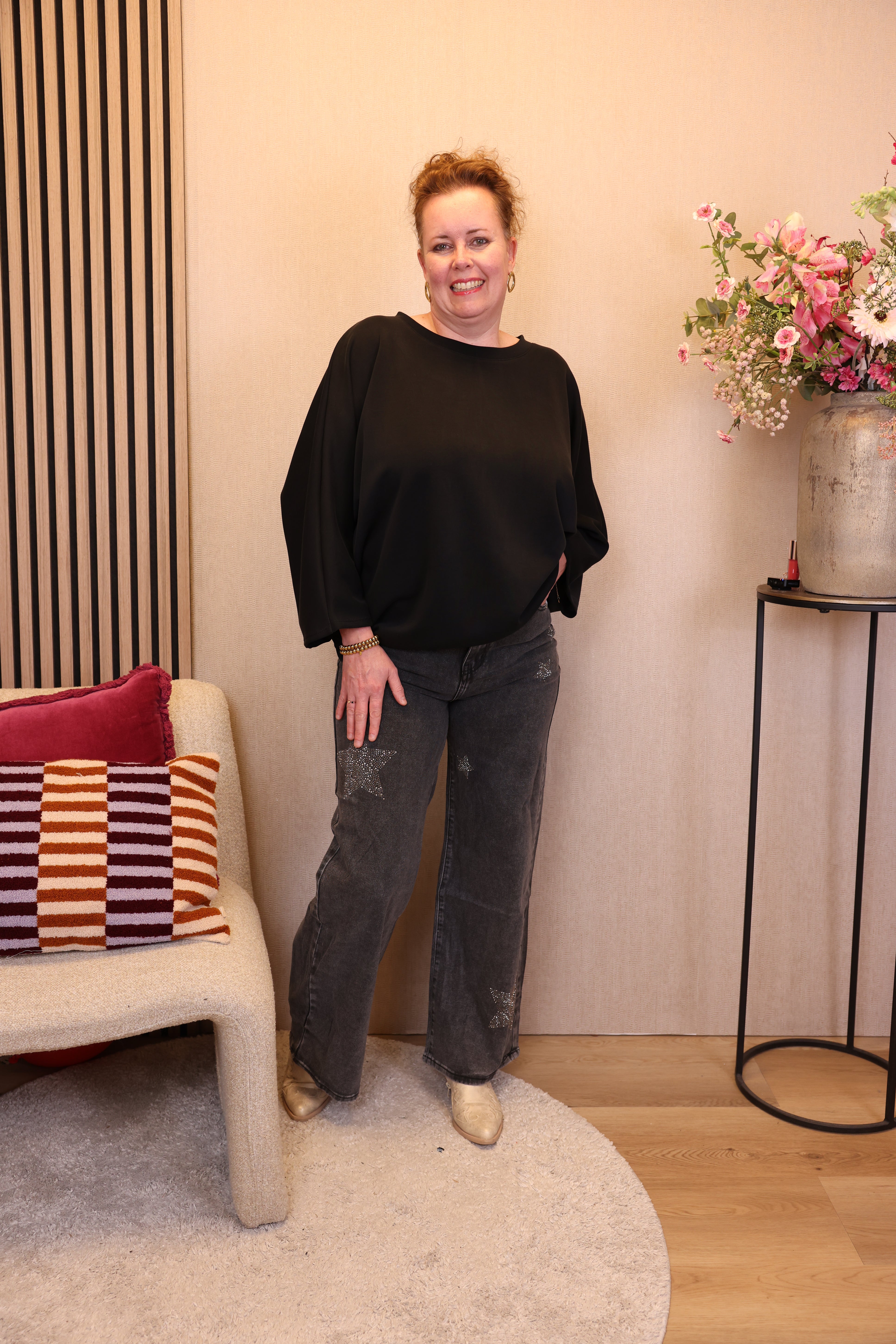 Dora | Bluse schwarz Langarm 52 bis 58