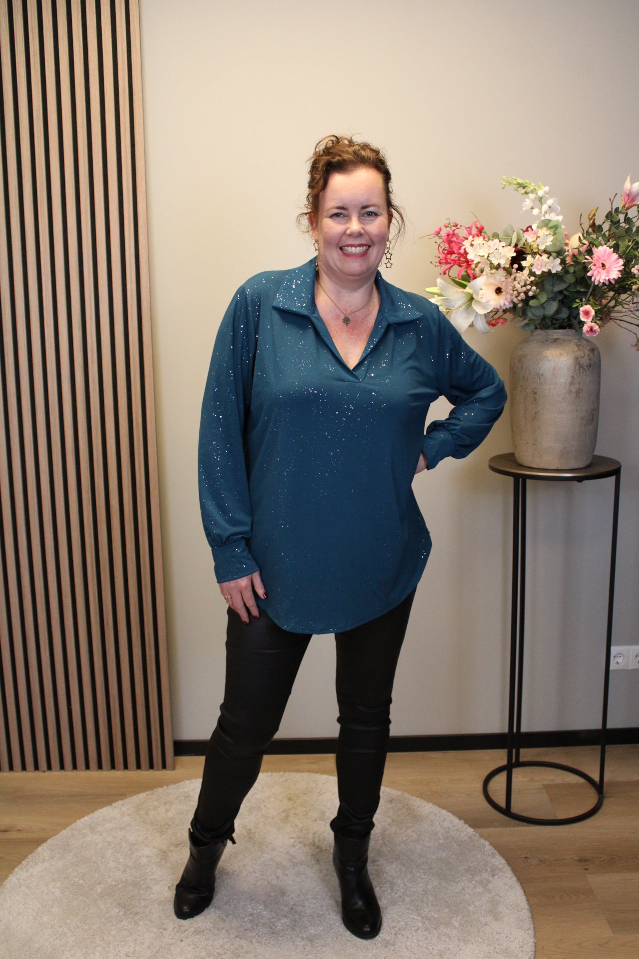 Dora | Bluse schwarz Langarm 52 bis 58