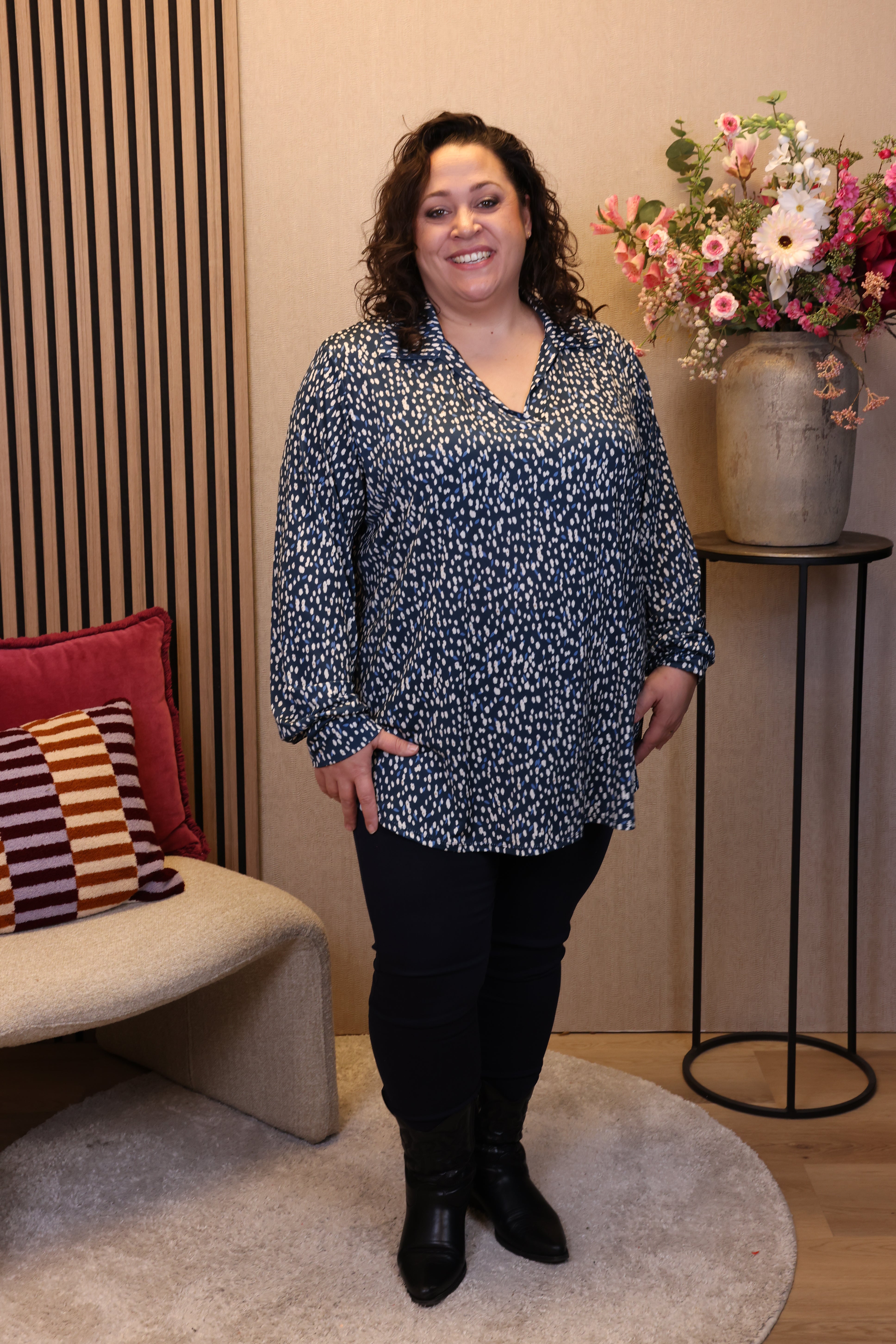 Dora | Bluse schwarz Langarm 52 bis 58