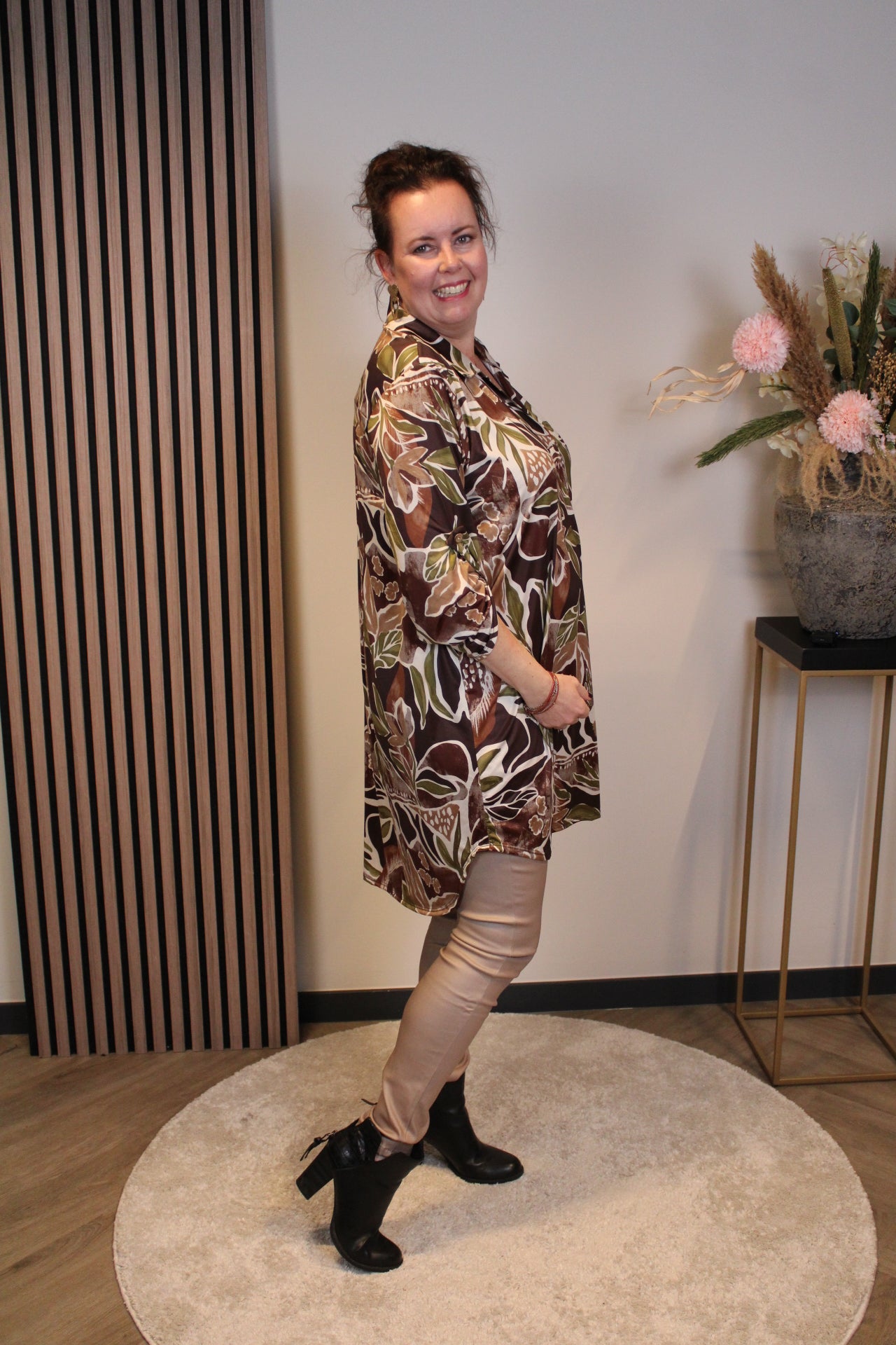 Lana | Blaue Bluse mit Kragen 38 bis 48