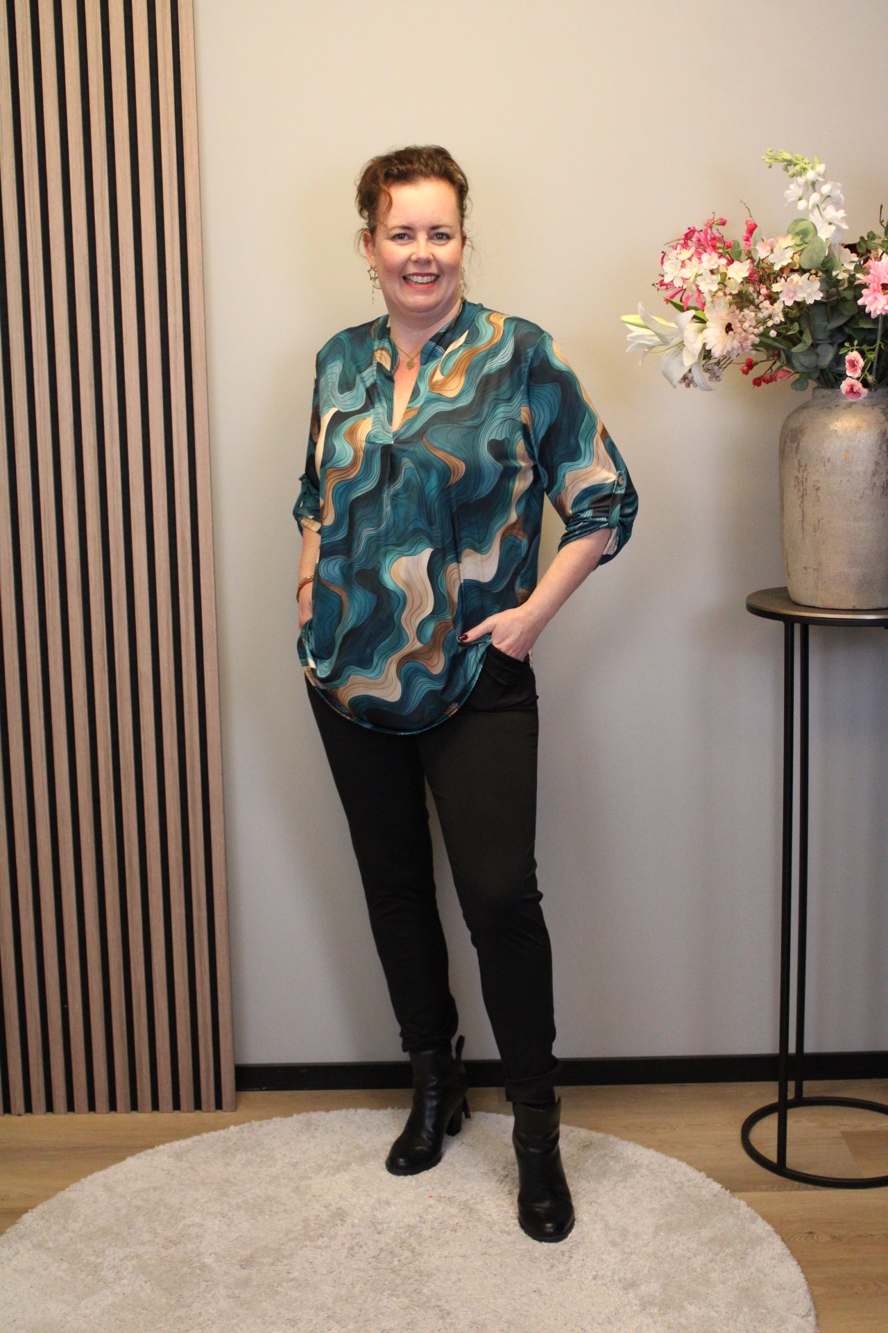 Dora | Bluse schwarz Langarm 38 bis 48