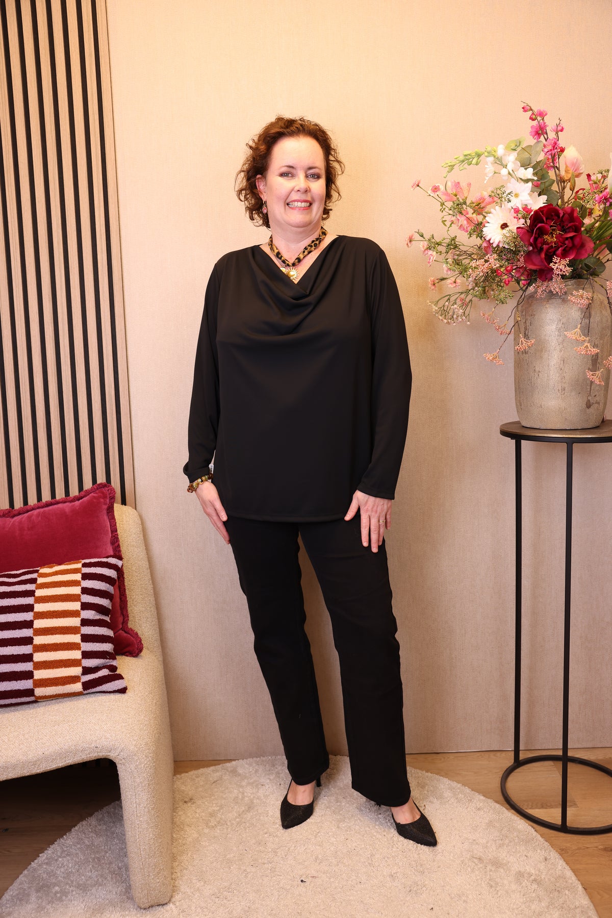 Dora | Bluse schwarz Langarm 52 bis 58