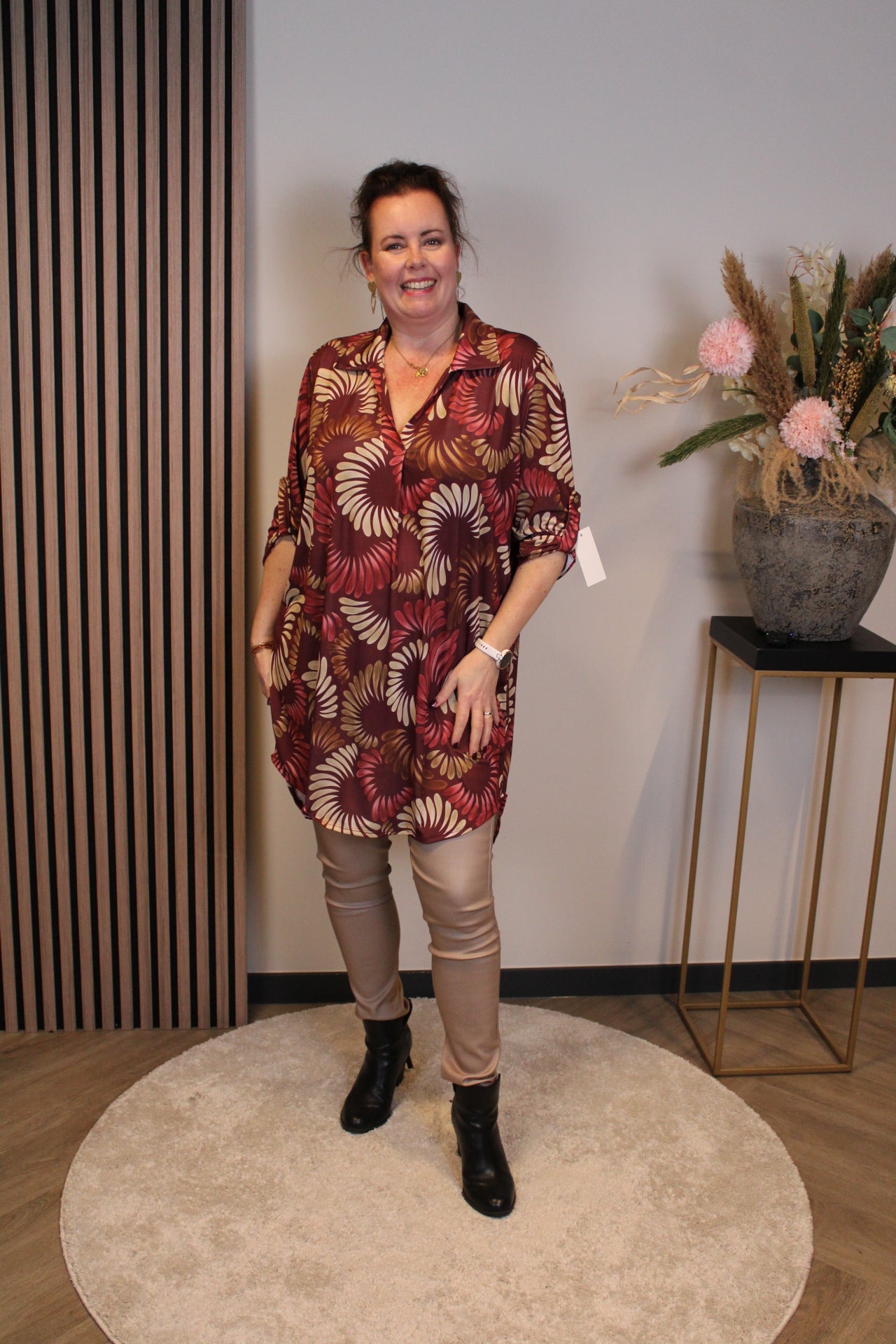 Lana | Blaue Bluse mit Kragen 38 bis 48