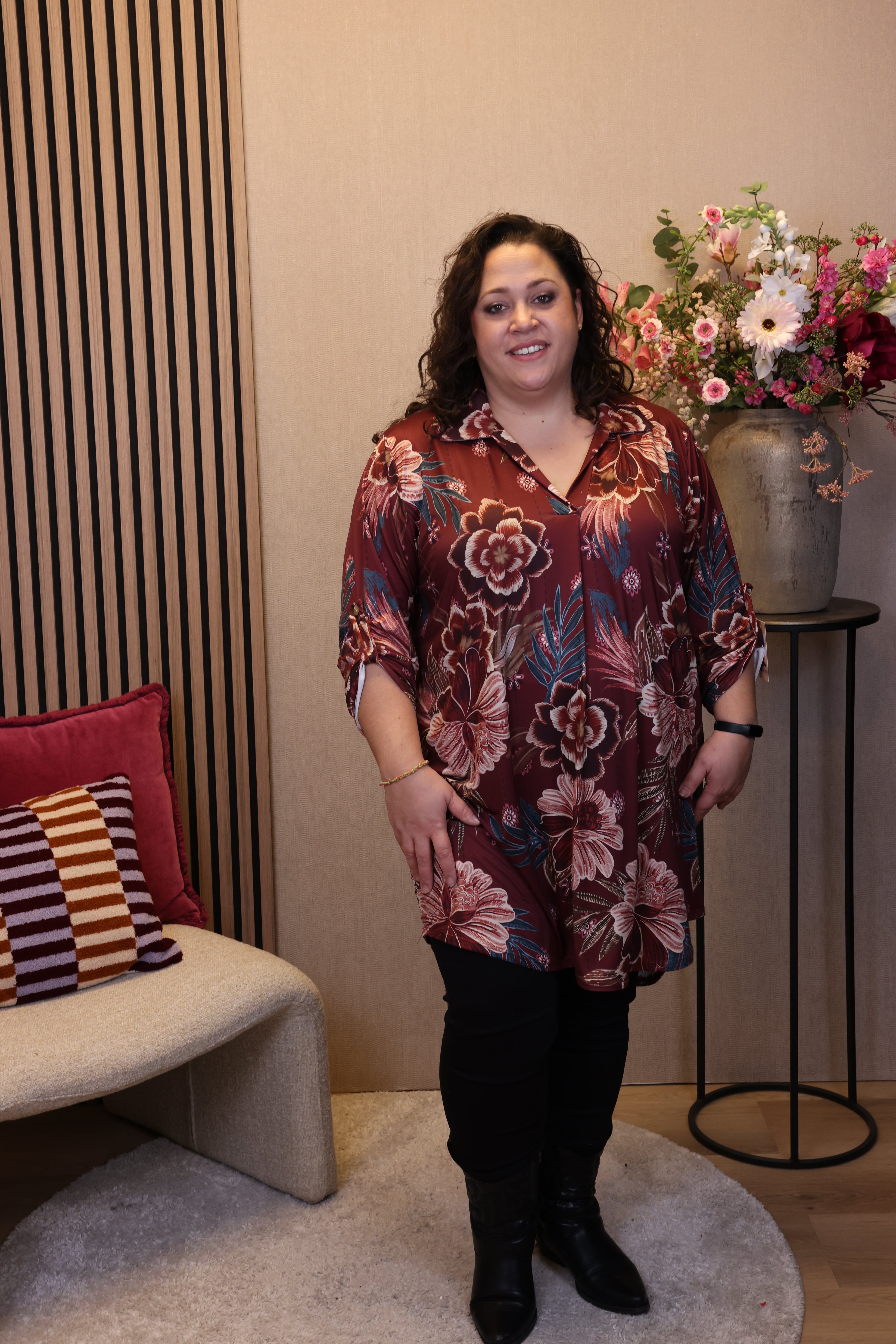 Dora | Bluse schwarz Langarm 52 bis 58