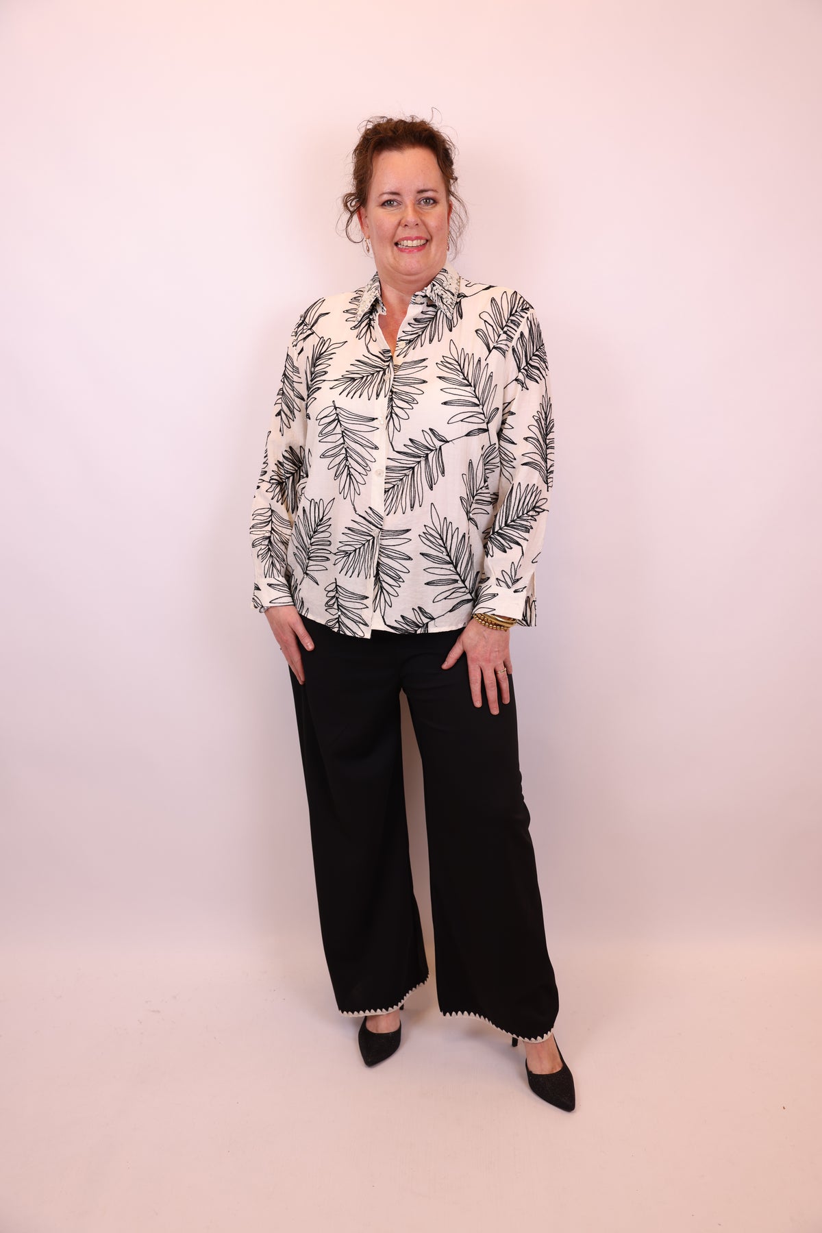 Dora | Bluse schwarz Langarm 52 bis 58