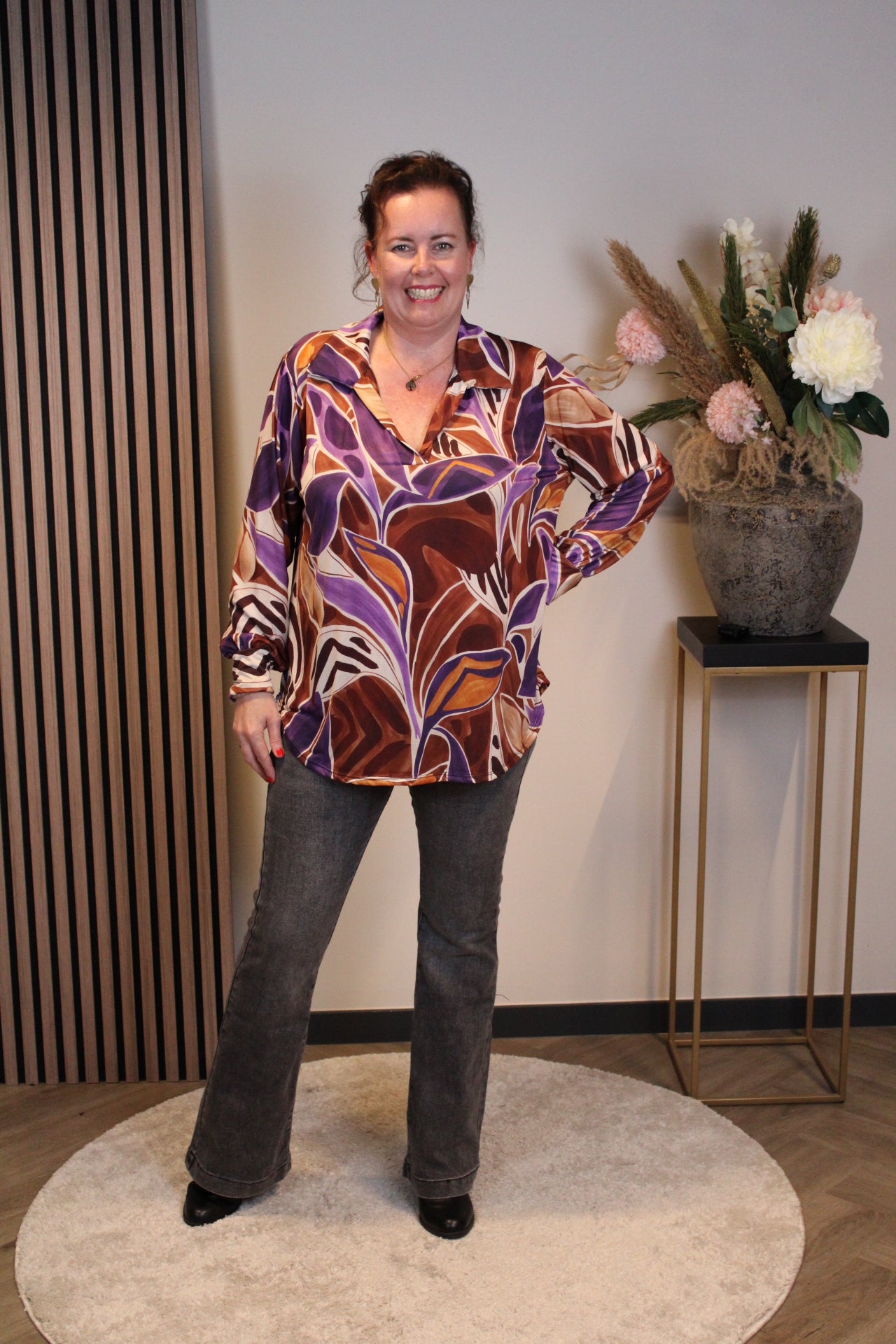 Kristel | Bluse lila mit Kragen 48 bis 52
