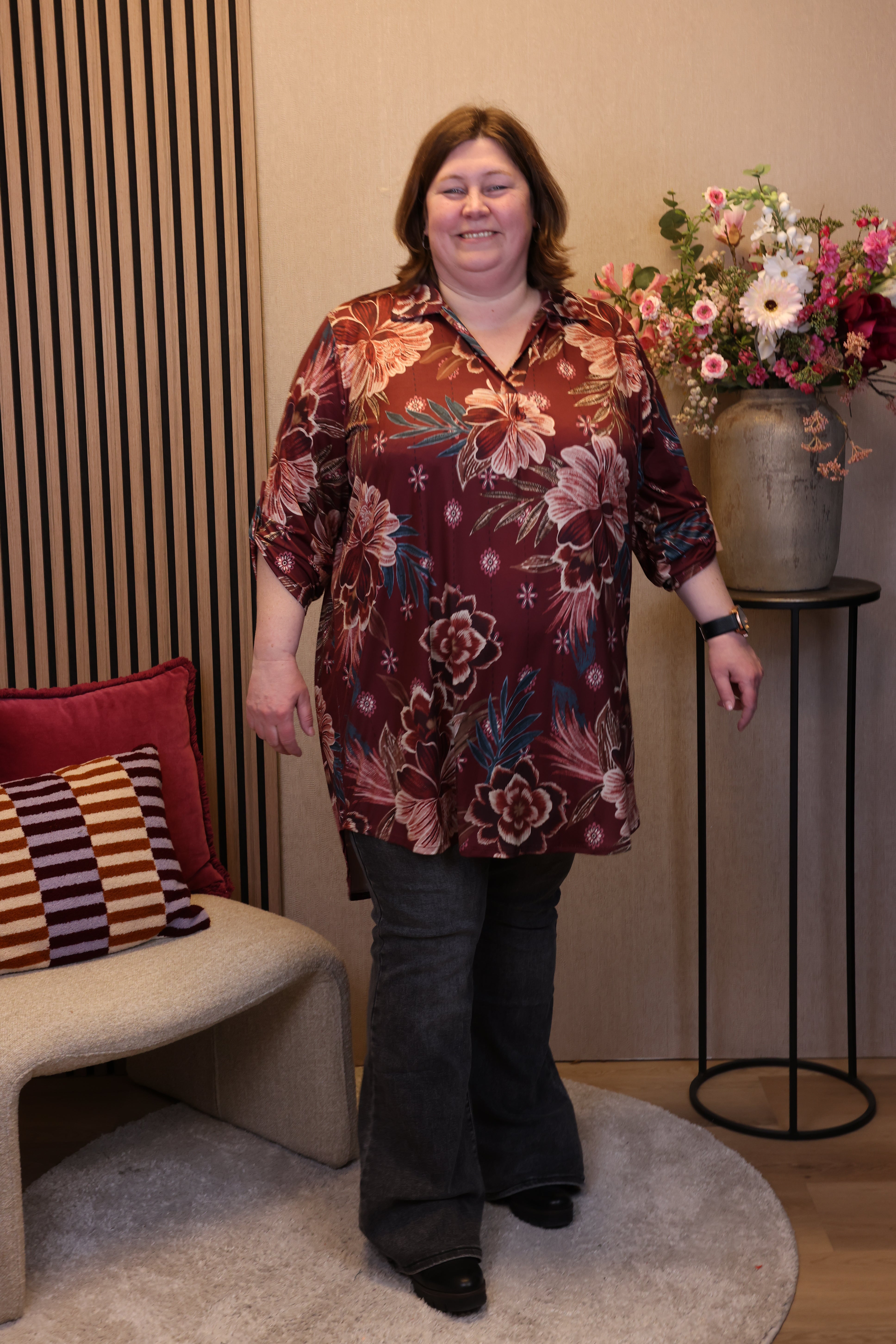 Dora | Bluse schwarz Langarm 52 bis 58