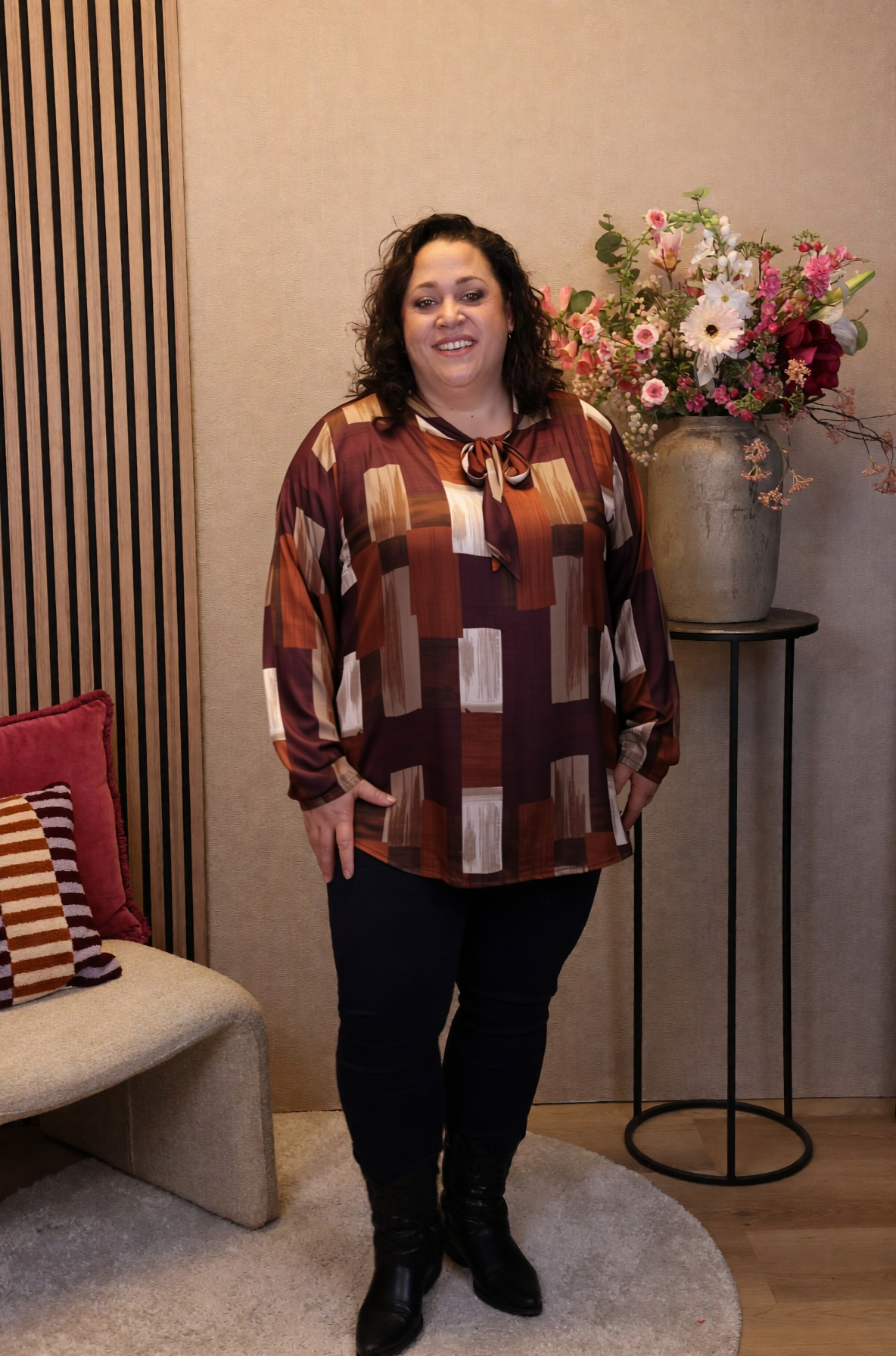 Dora | Bluse schwarz Langarm 52 bis 58